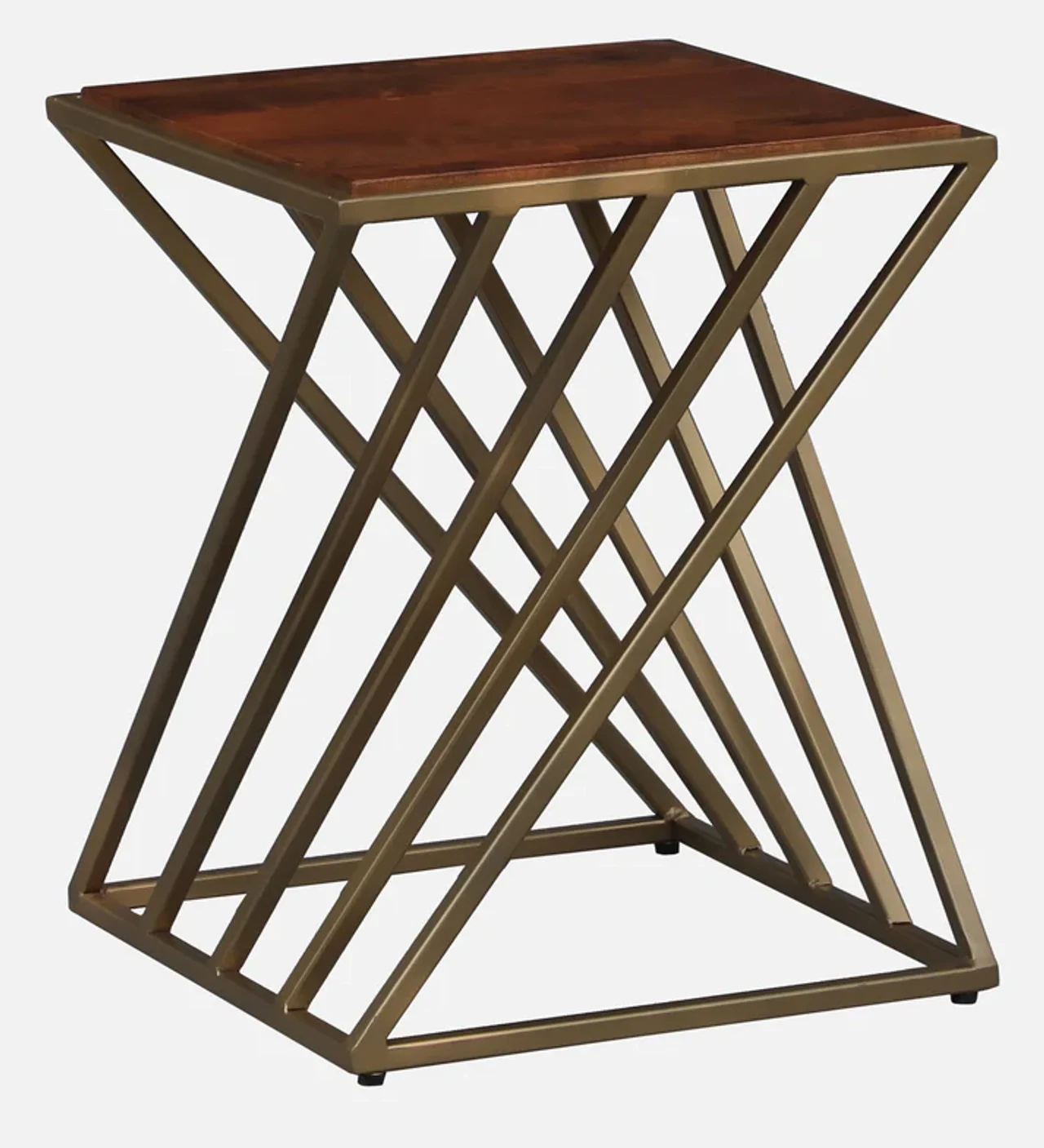 Hidenchic Milton Metal End Table In Matte Gold Finish