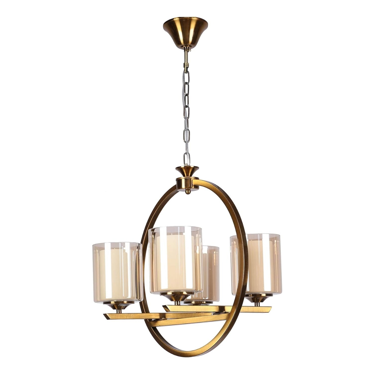 Kapoor Lights Masakee Four Light Brass Finish Contemporary Chandelier White