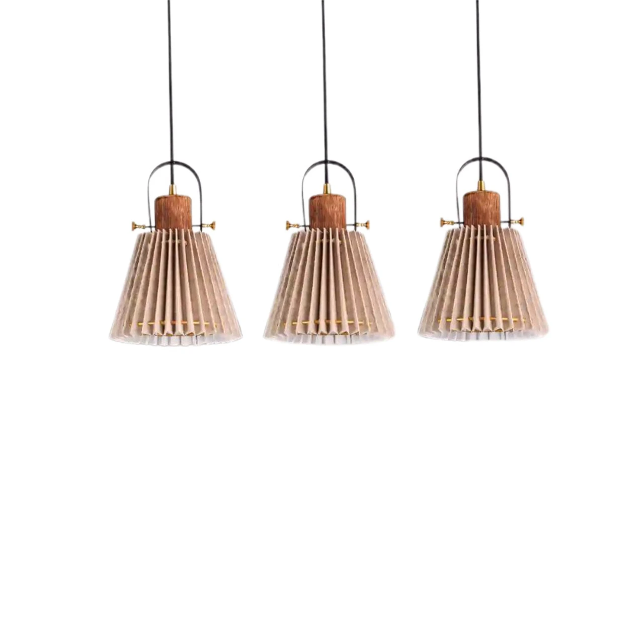 Kapoor Lights Liebe Cluster Wood & Metal Pendant Lamp with Beige Cotton Shade