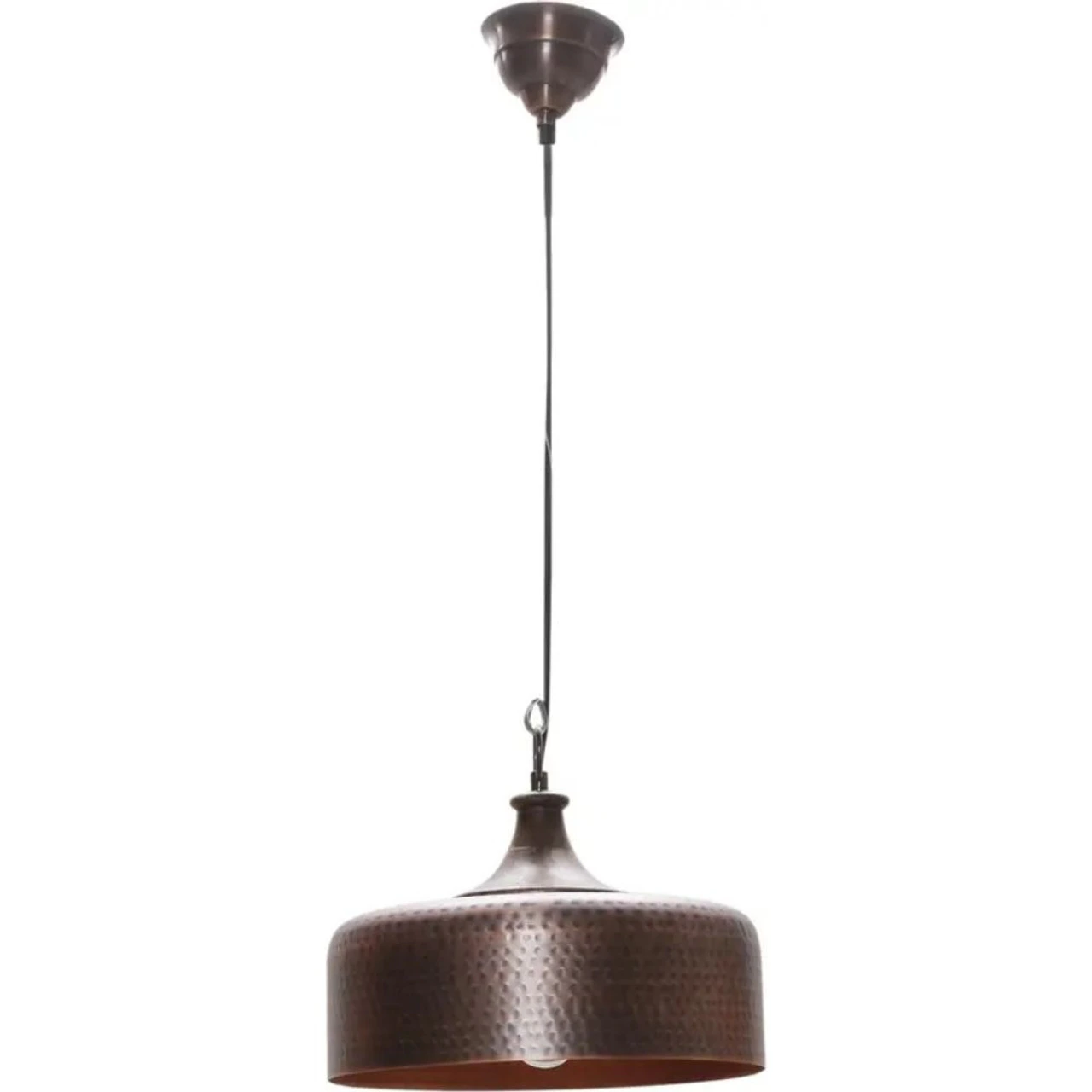 Kapoor Lights Hammered Effect Mild Steel and Wood Pendant Lamp Brown