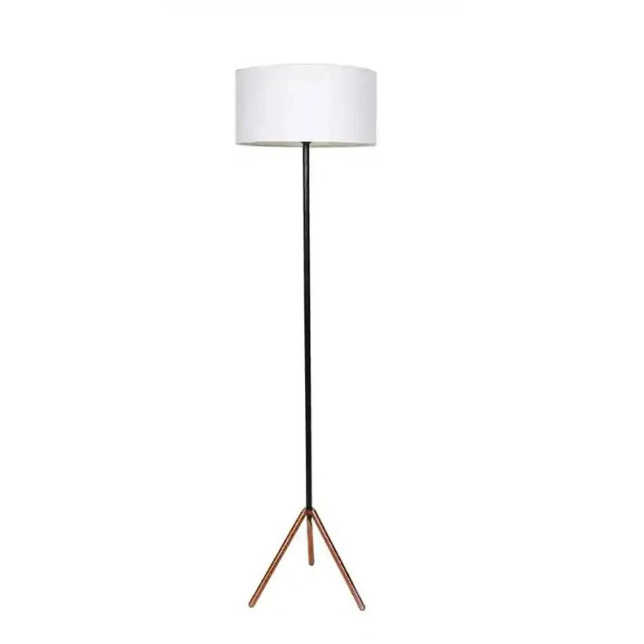 Kapoor Lights Mizuko Floor Lamp Matte Black and Copper with White Cotton Shade