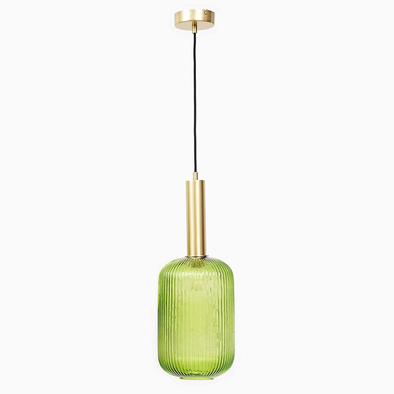 Kapoor Lights Maloto Green Glass and Brass Pendant Lamp with E27 Socket