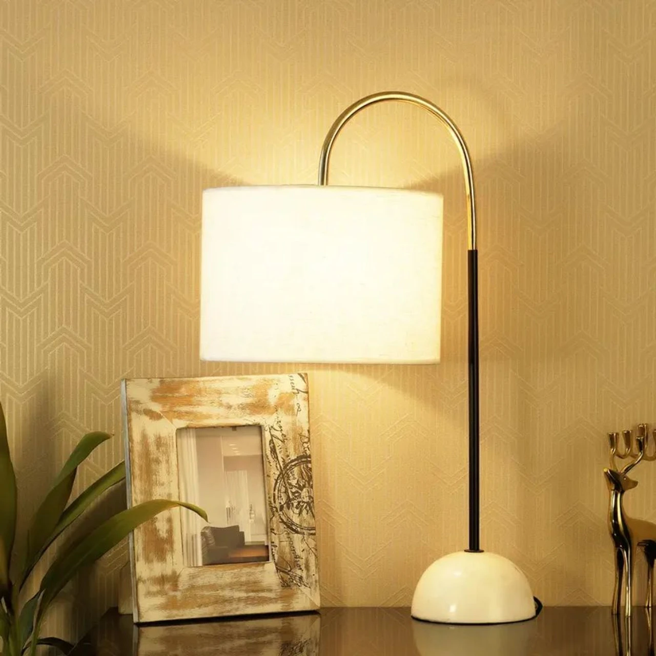 Kapoor Lights White Marble Dual Tone Study Lamp