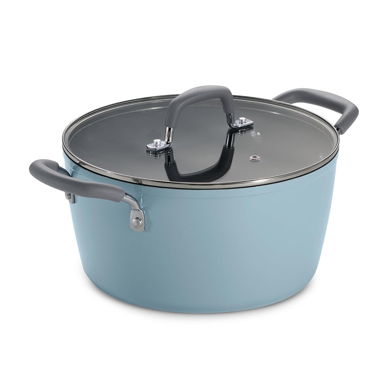 Tramontina Velo 24cm Forged Ceramic Reinforced Casserole with Tempered Glass Lid 4.9L - Sea Blue