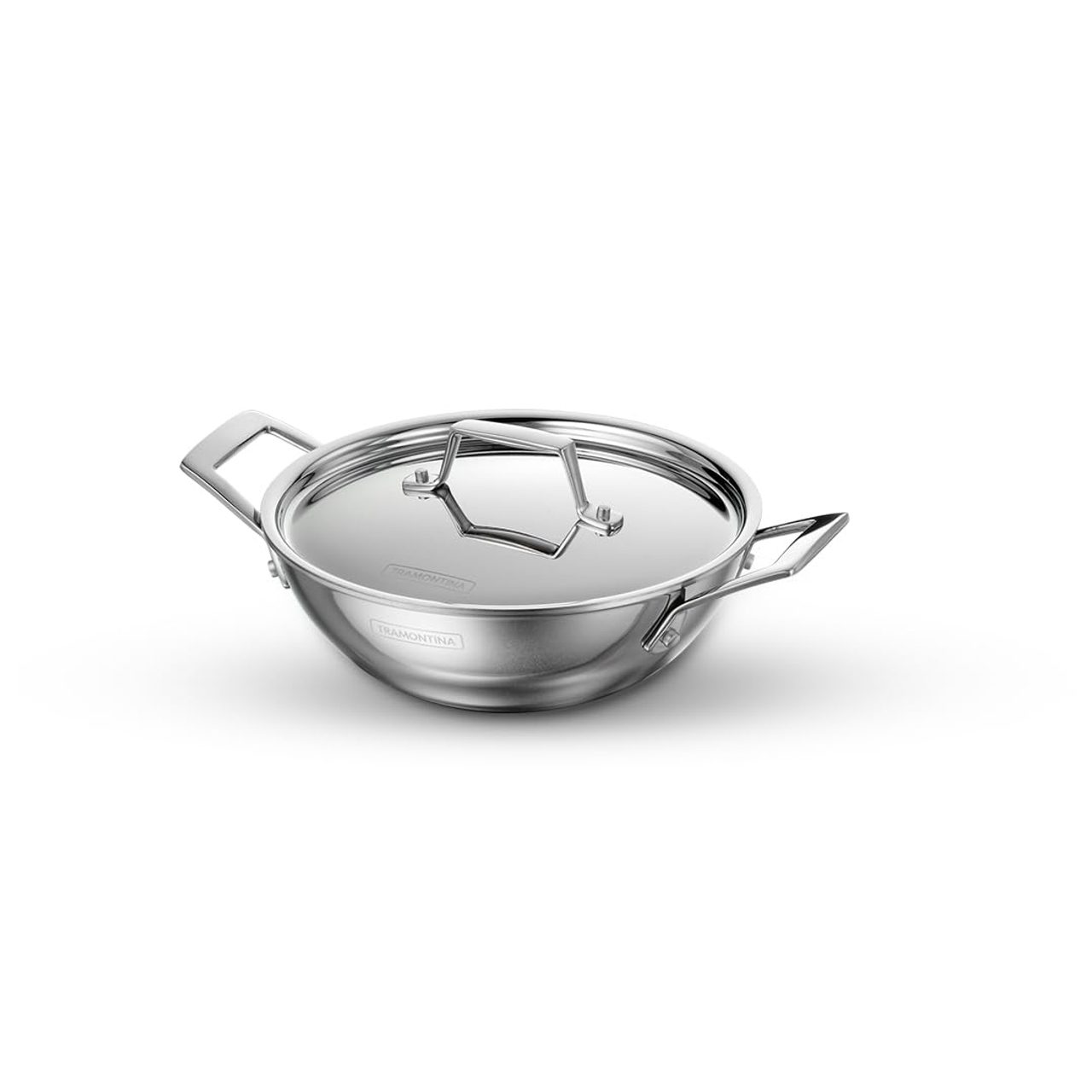 Tramontina Aeion Triply 20cm Stainless Steel Kadai with SS Lid 1.7L - Silver