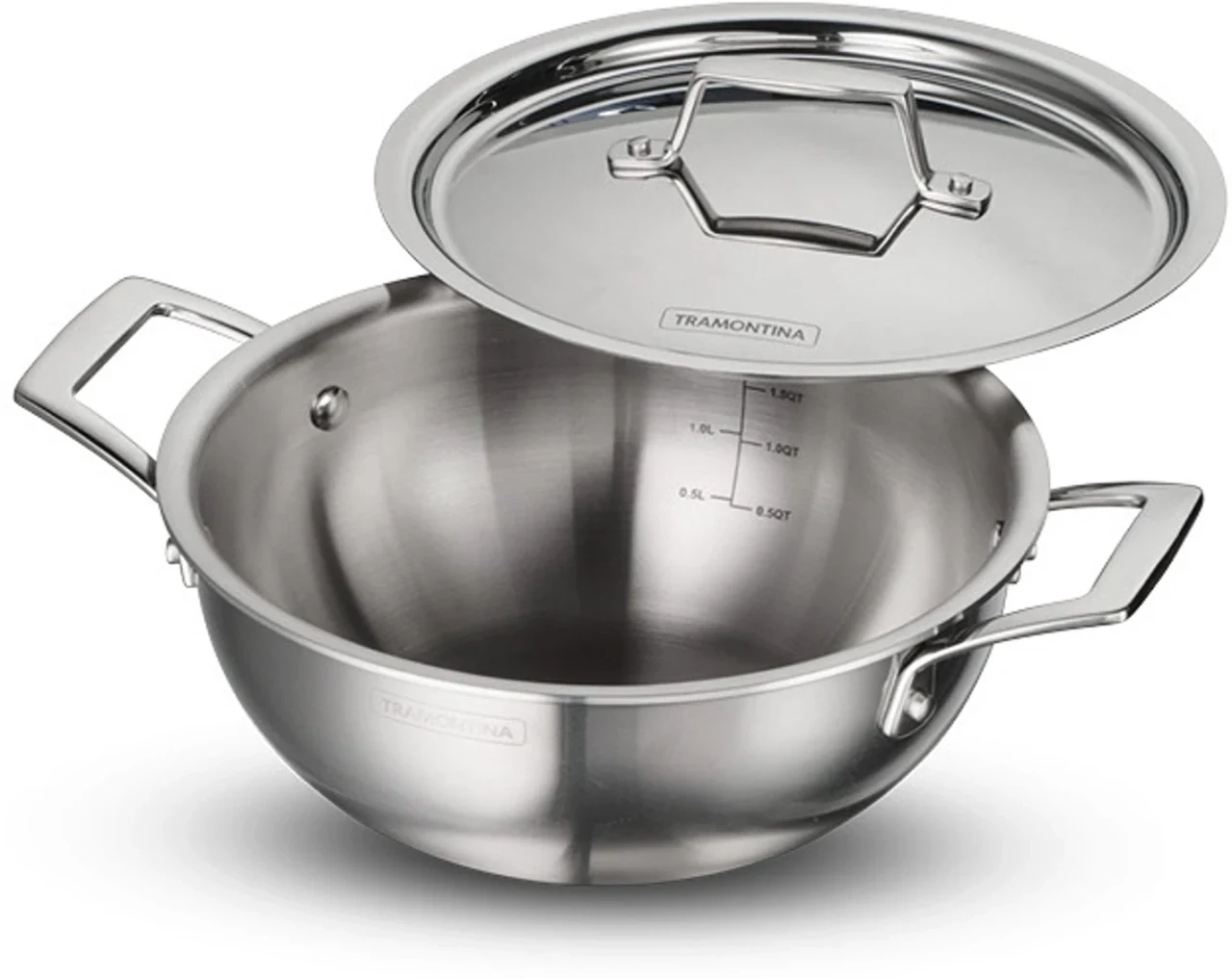 Tramontina Aeion Triply 22cm Deep Kadhai with SS Lid 3L - Steel