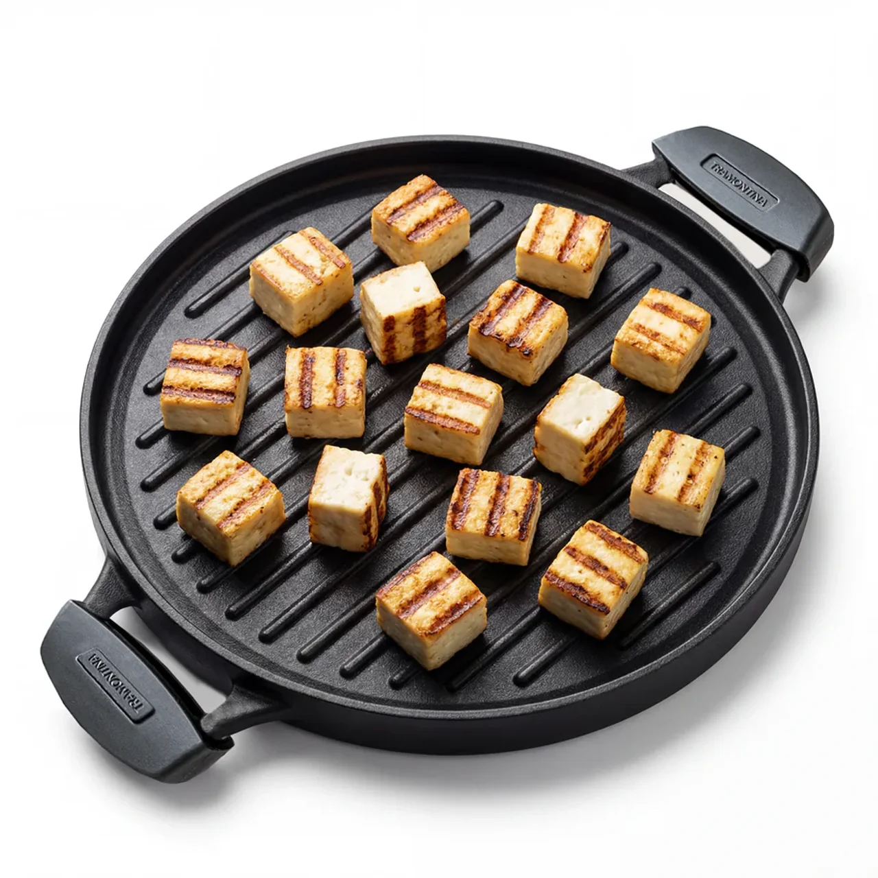 Tramontina Titanex 30cm Pre-Seasoned Cast Iron Reversible Dosa Tawa / Grill Pan with Silicone Grip