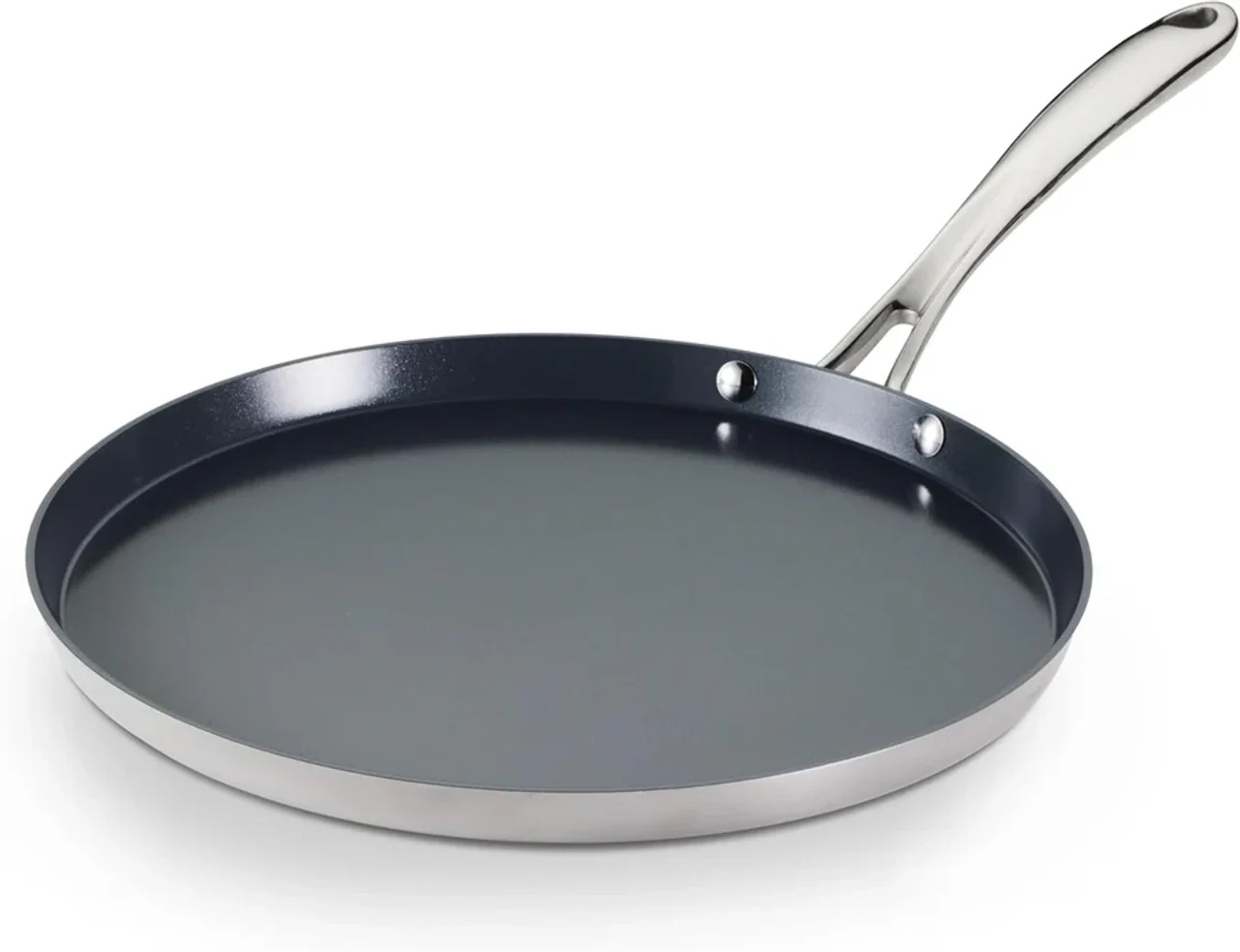 Tramontina FUSAO EX+ 28cm Ceramic Coated Triply Stainless Steel Dosa Tawa 4mm Thick - Silver