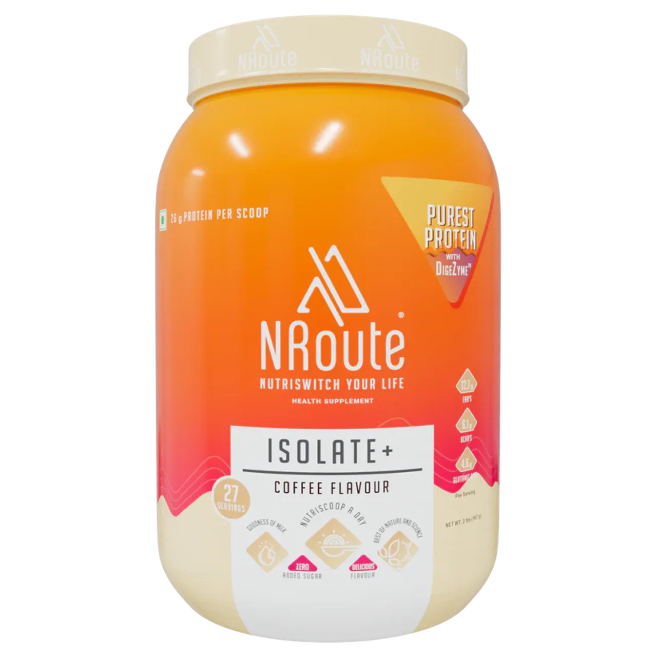 NRoute Isolateplus Coffee Flavor Whey Protein 907g 27 Servings