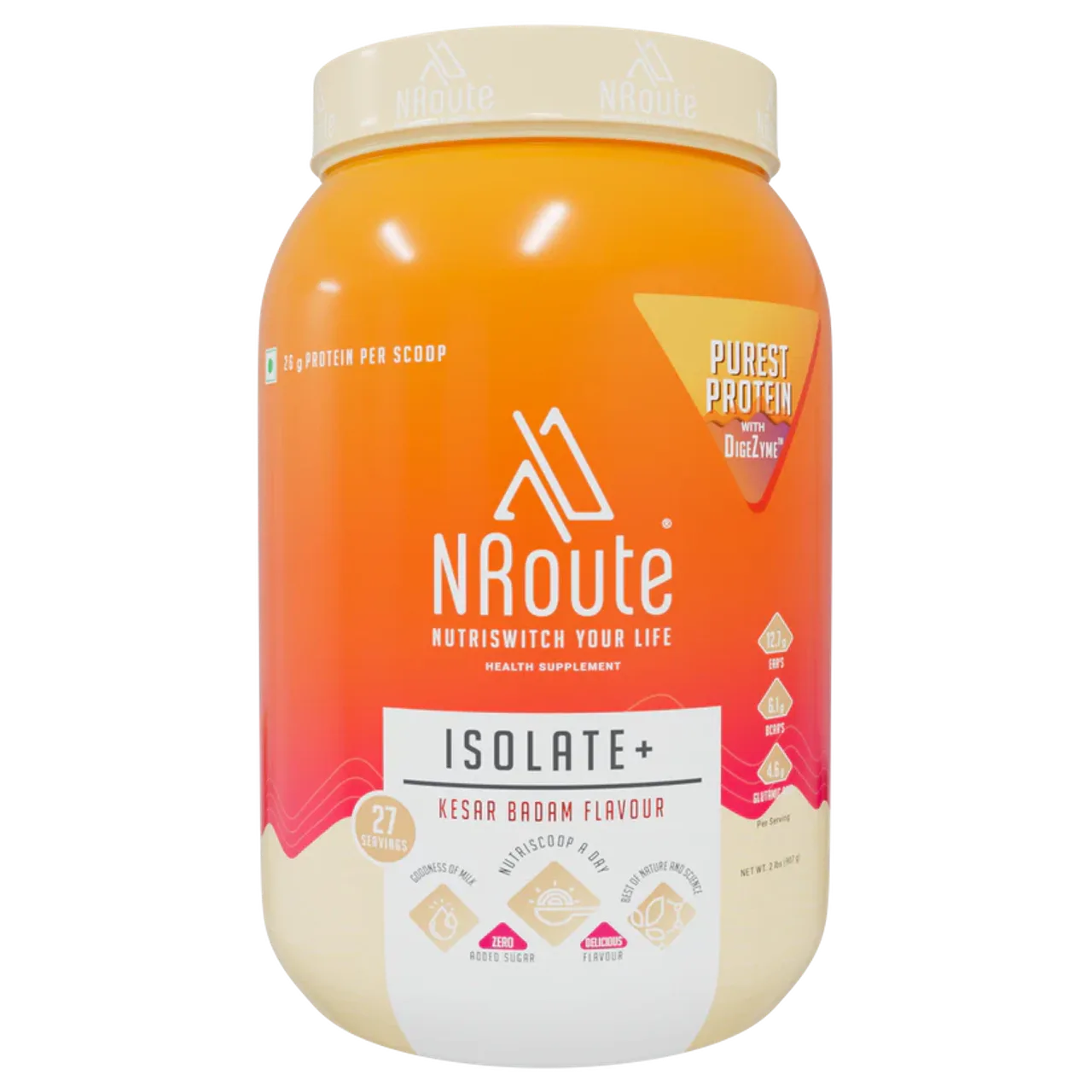 NRoute Isolateplus Kesar Badam 907g 27 Servings
