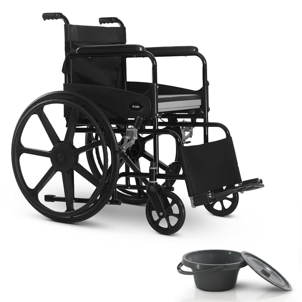 Frido 2 in 1 Foldable Wheelchair for Regular and Commode Use - FSC101