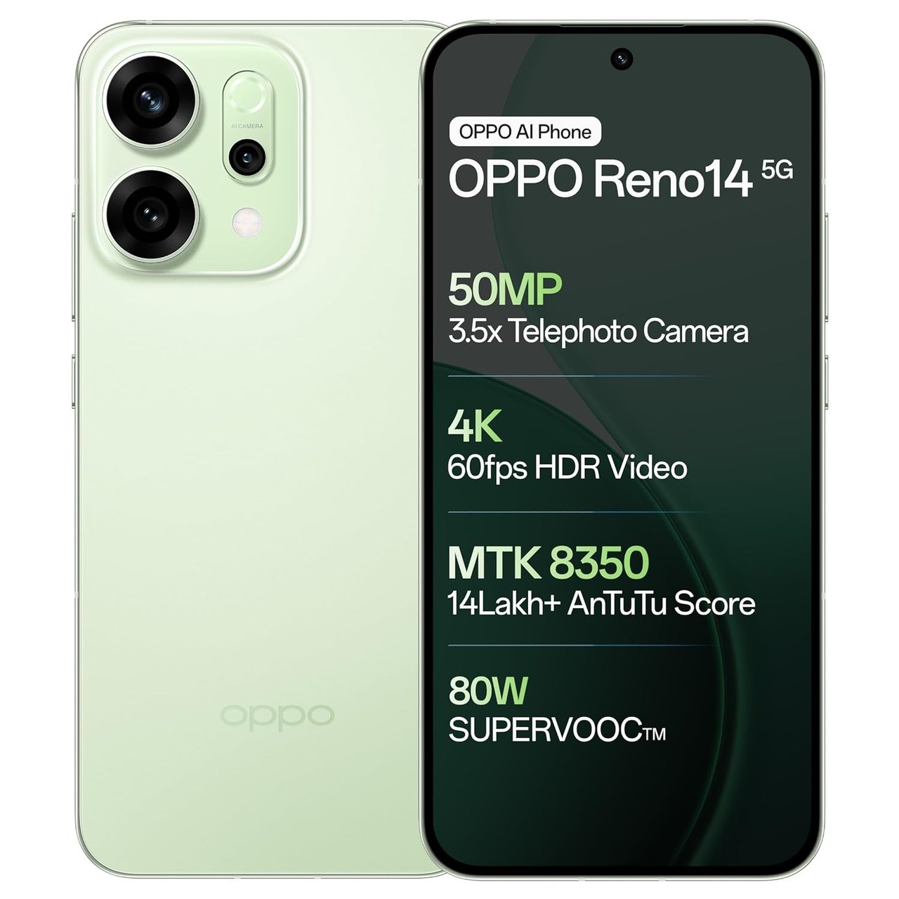 Oppo Reno14 5G (8 GB RAM) (256 GB, Mint Green)