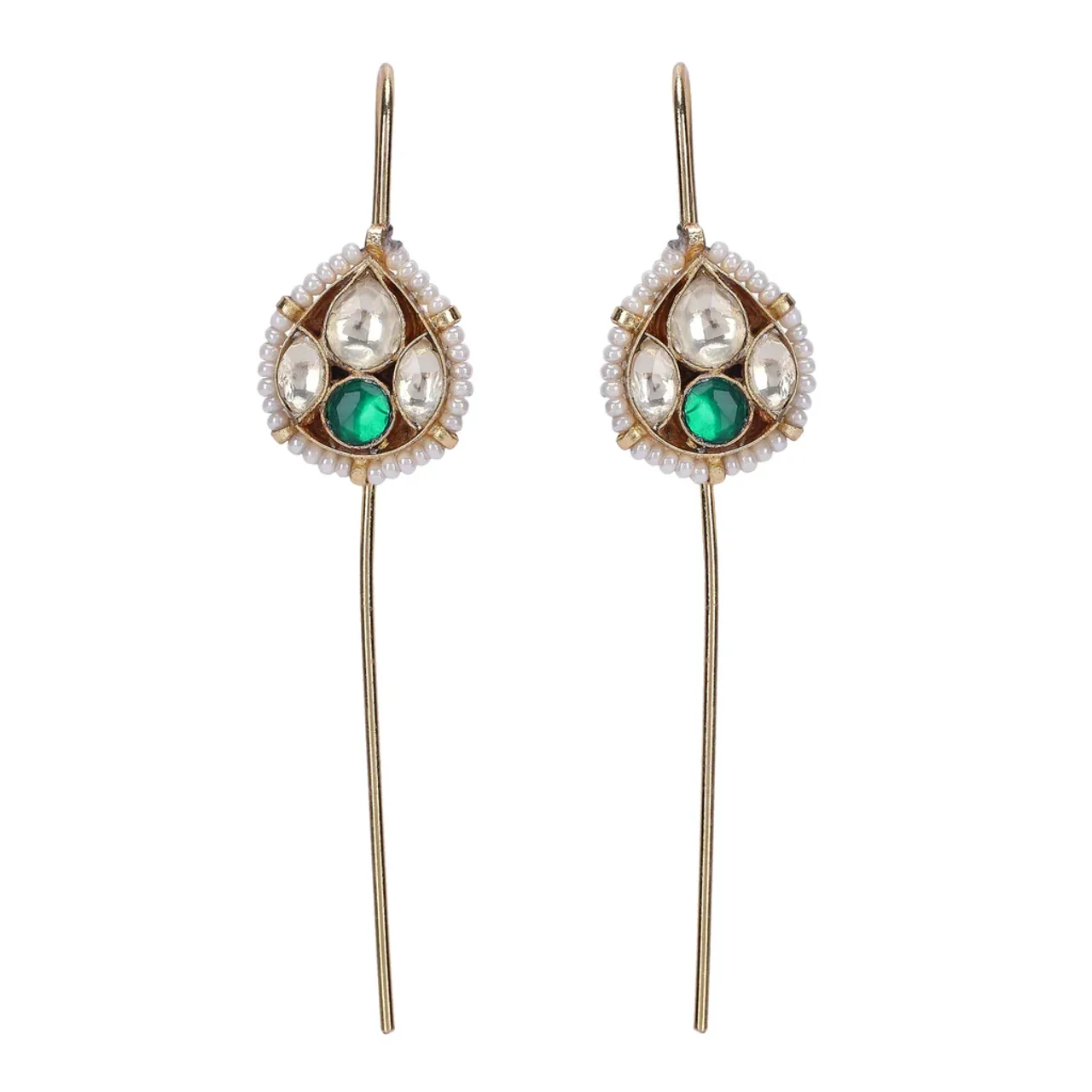Art Karat 22k Gold Plated Kaanphool Pear Earpin