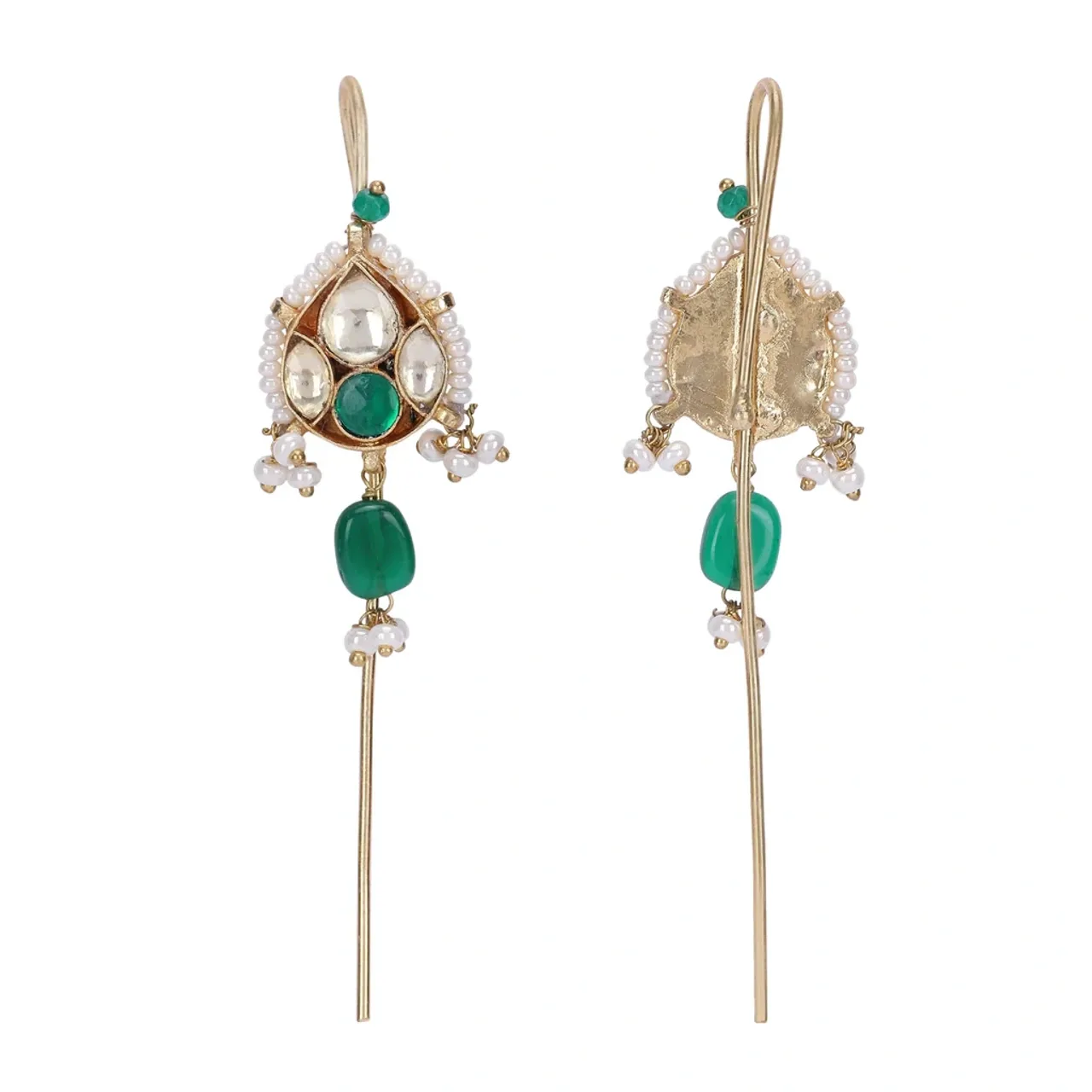 Art Karat 22k Gold Plated Kaanphool Drop Earpin