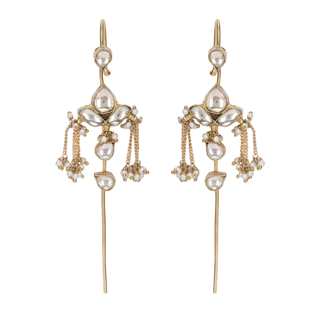 Art Karat 22k Gold Plated Kaanphool Cascade Earpin