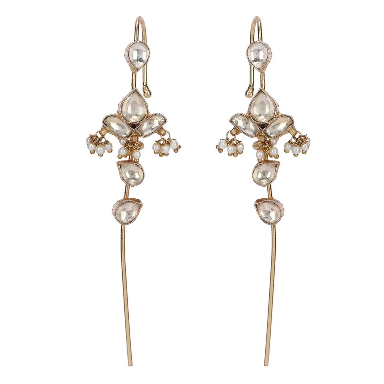 Art Karat 22k Gold Plated Kaanphool Lotus Earpin