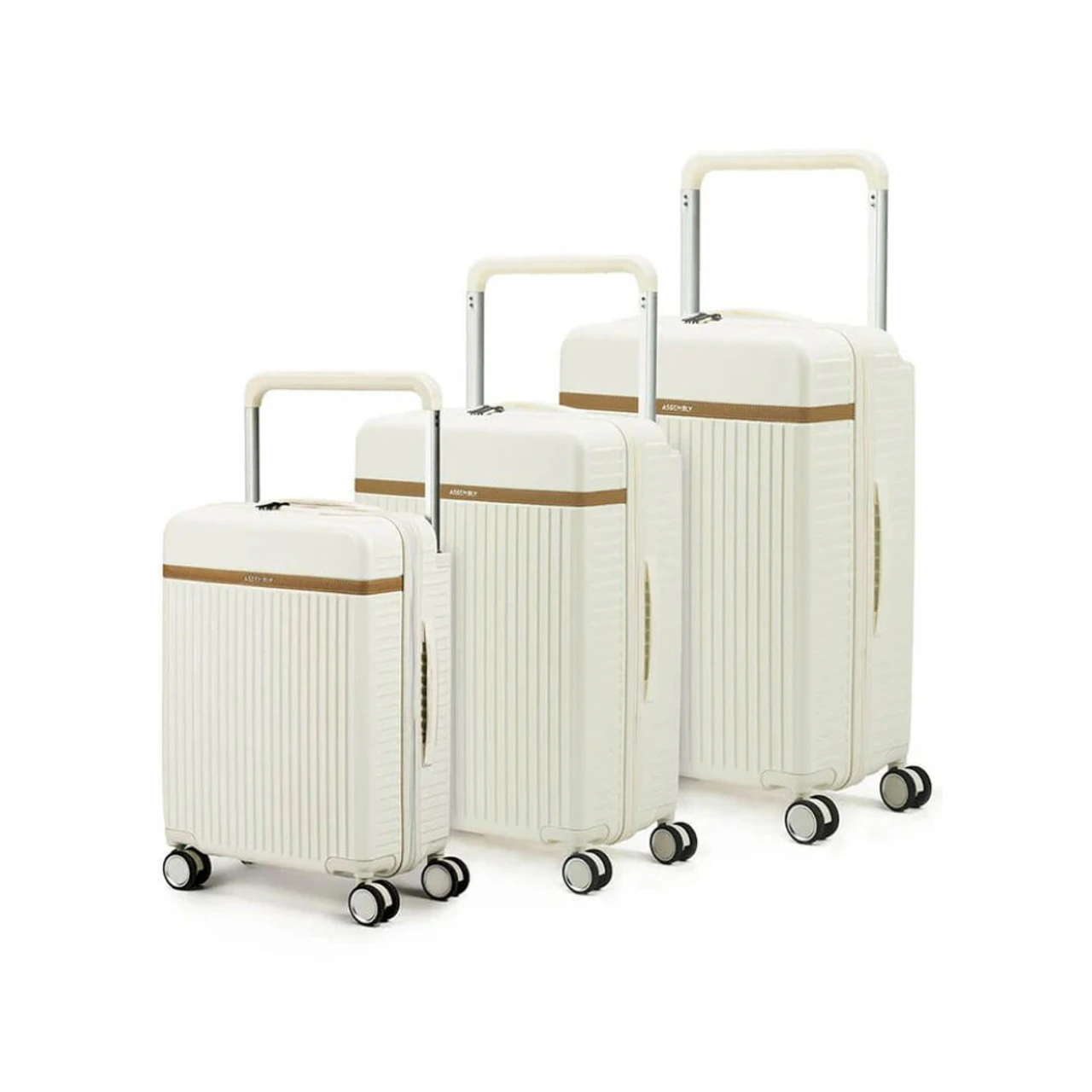 Assembly Rover Combo Trolley Bags Set of 3, Polycarbonate, Moon-White, 20"/24"/28"