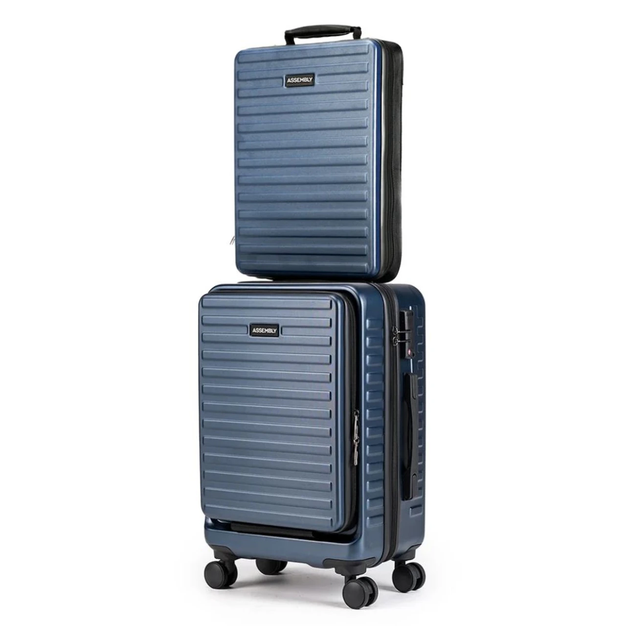 Assembly Trolley Bag Set + Laptop Backpack 20-Inch Hardshell Polycarbonate Blue