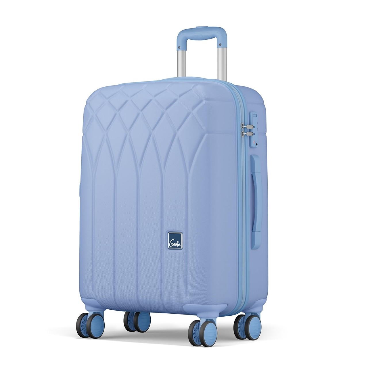 Genie Trolley Bag 78cm Hard Side Spinner 8 Wheels Scratch Resistant Check-In Suitcase Chalk Blue