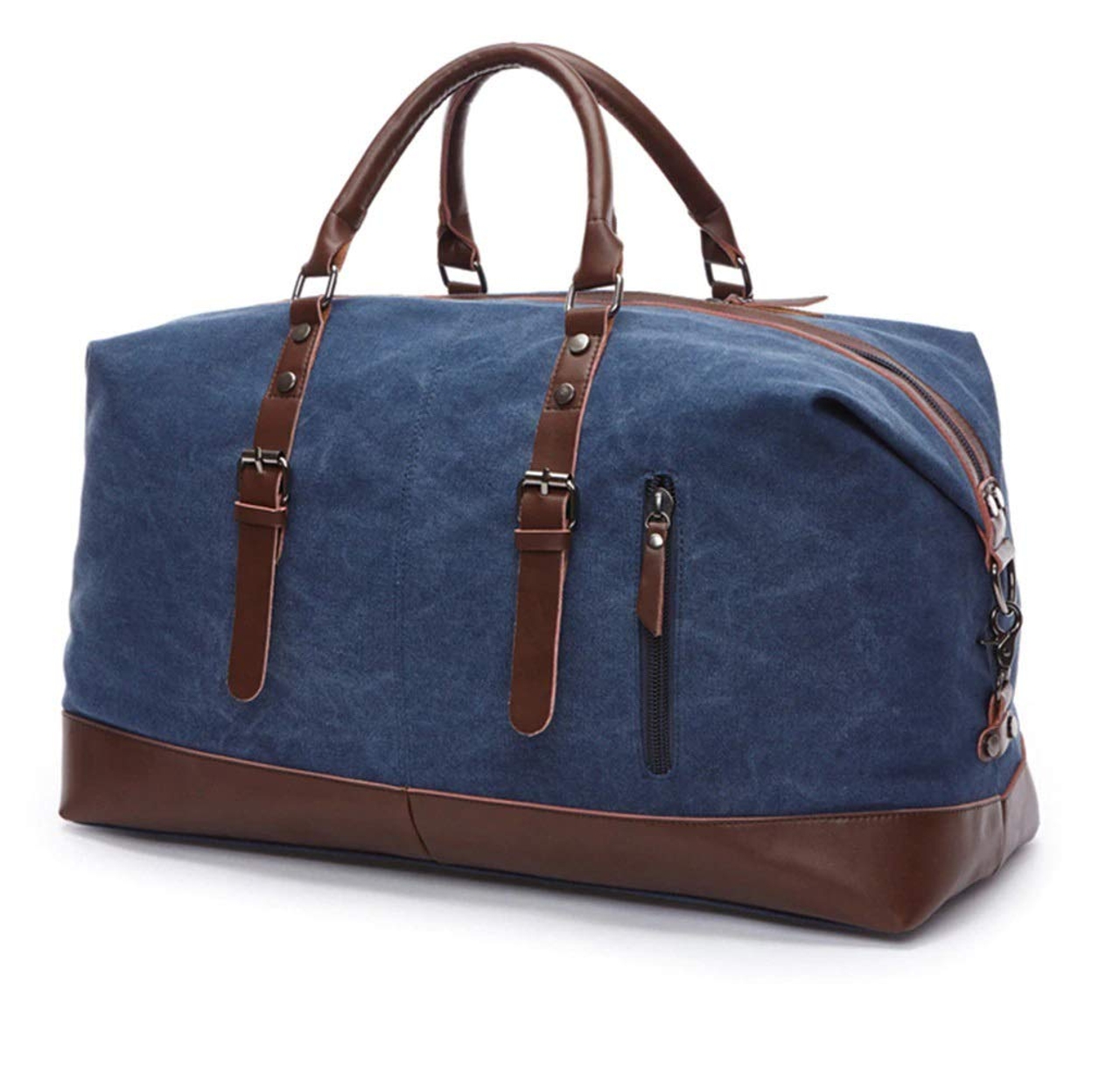 Style Homez Leather Canvas Weekender Duffle Bag 45L Royal Blue