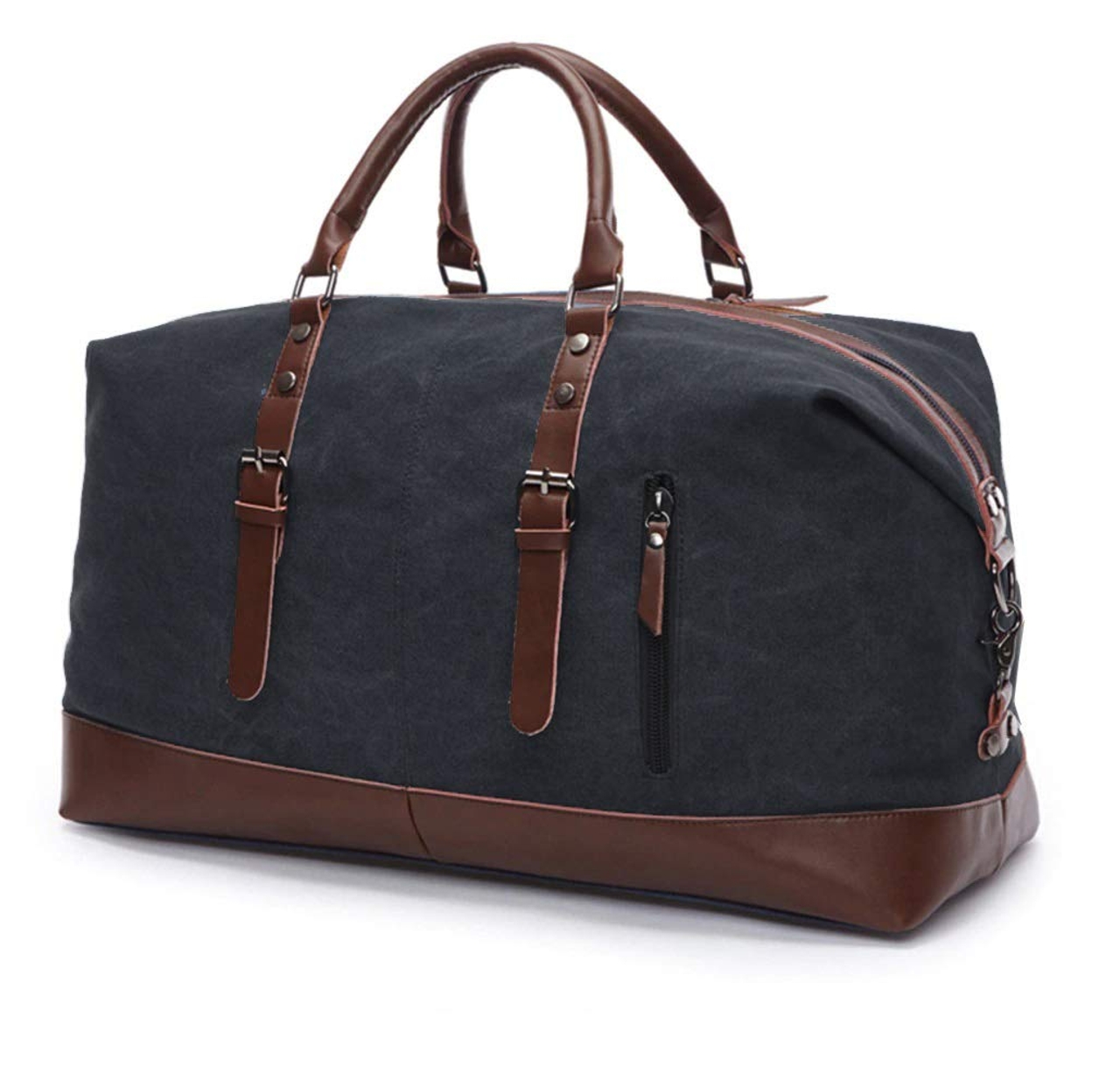 Style Homez Leather Canvas Weekender Duffle Bag 45L Vintage Black