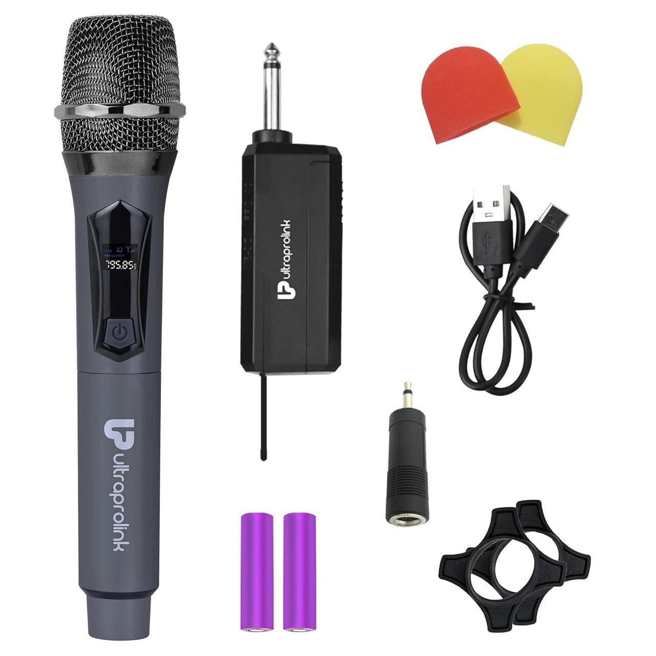 UltraProlink Dynamic Wireless Microphone & Receiver Set |UHF Frequency| 50m/164ft Operating Distance |for Karaoke,Singing,Podiums,Home Theatres, Party Speakers,Portable Speakers| Sonic Solo
