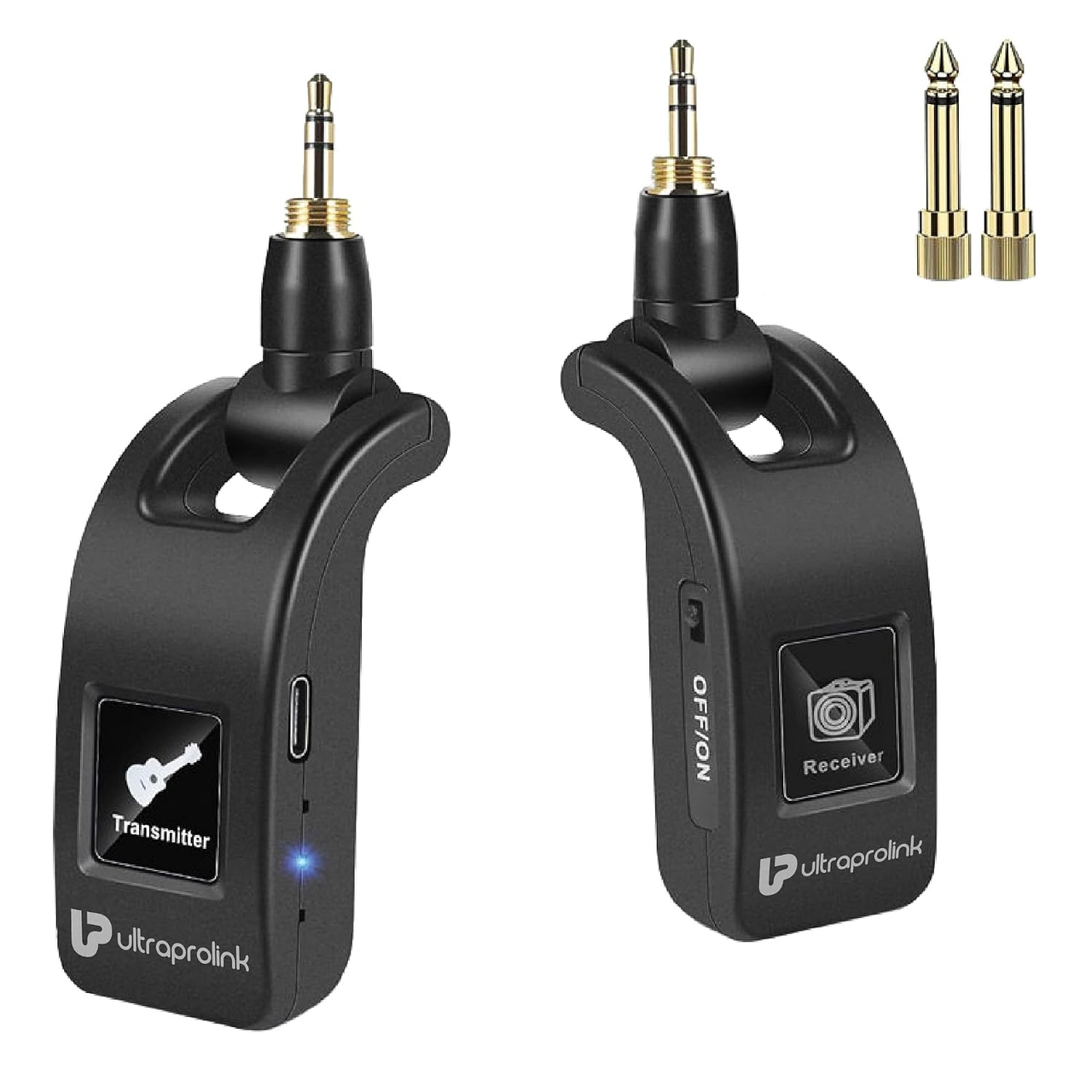 UltraProlink UM1196-1 UnPlug Wireless Guitar Transmitter Receiver Set, Type-C Charging, 3.5mm & 6.35mm Dual Plug