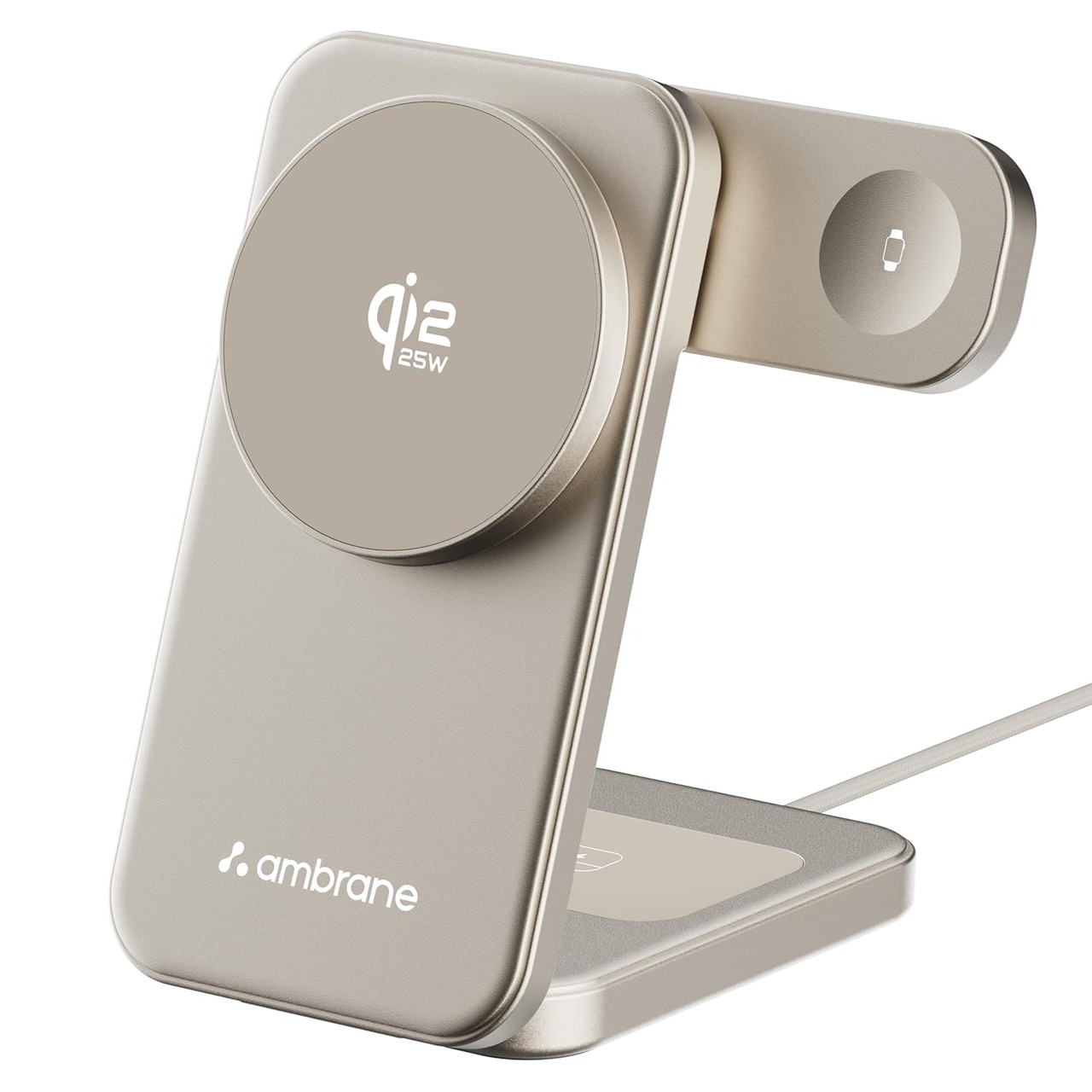 AerosynQ Trio 3 3 in 1 25W Fast Wireless Magsafe Charger with Qi2 Certified Technology - Titanium