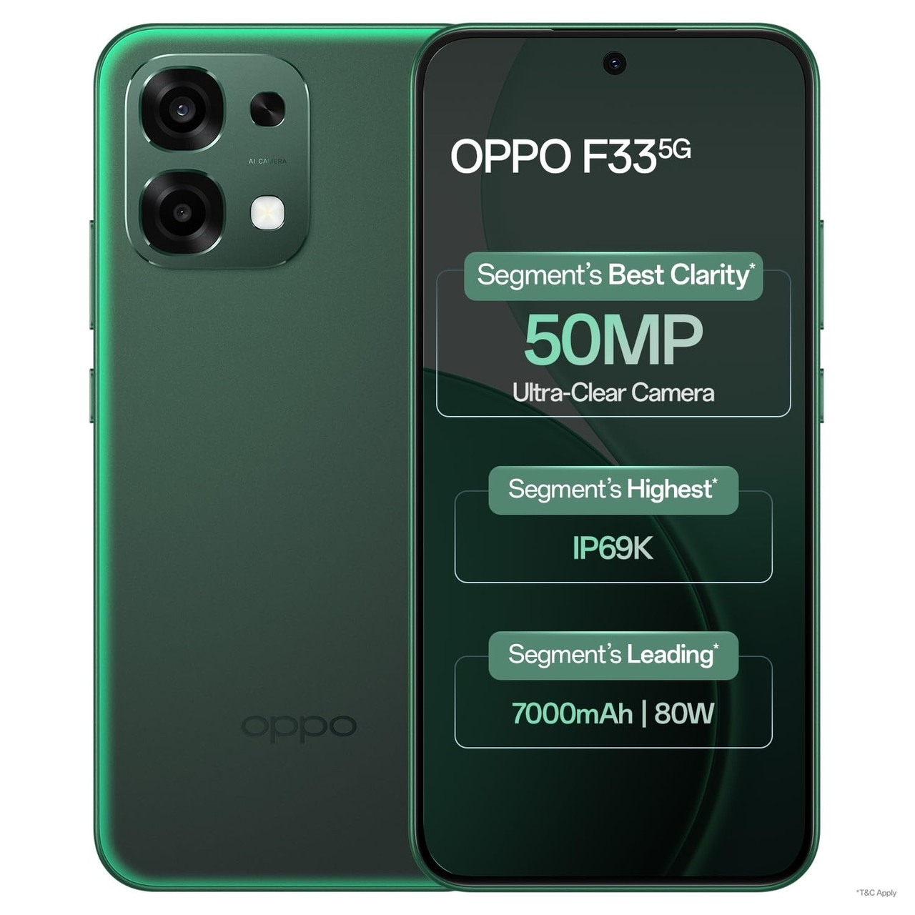 Oppo F33 5G Smartphone (8GB RAM, 128GB Storage, Forest Green)