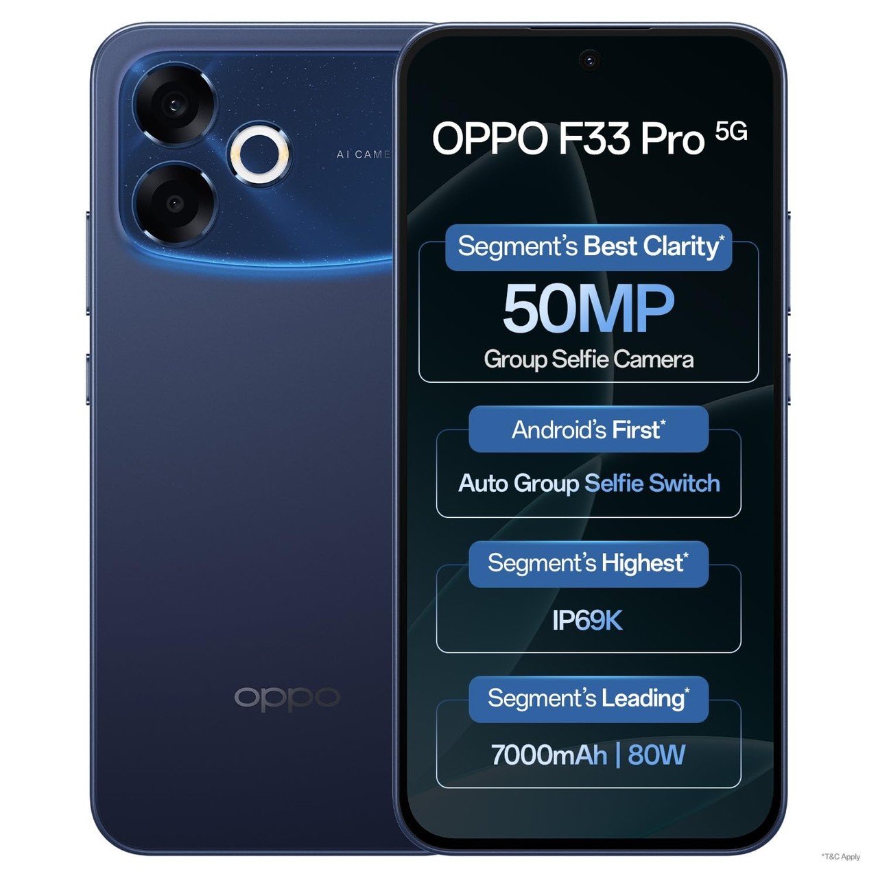 Oppo F33 Pro 5G Smartphone (8GB RAM, 128GB Storage, Starry Blue)