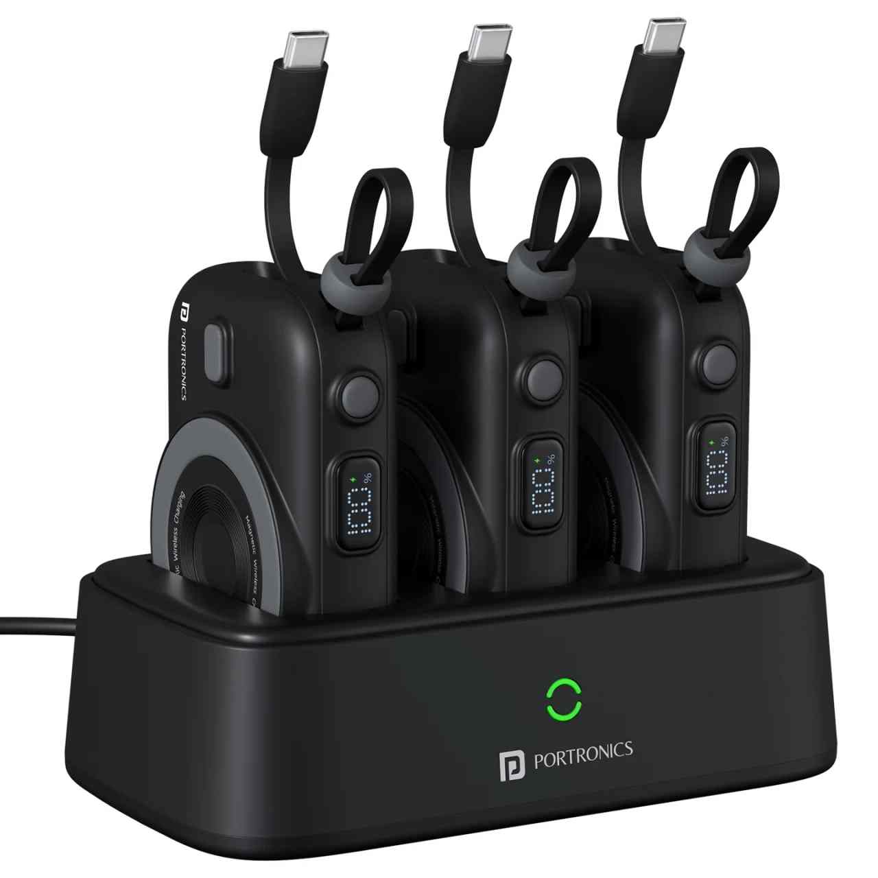 Portronics Power Shutter Home 10000 mAH, 3Wireless Magnetic Power Bank With Charging Station