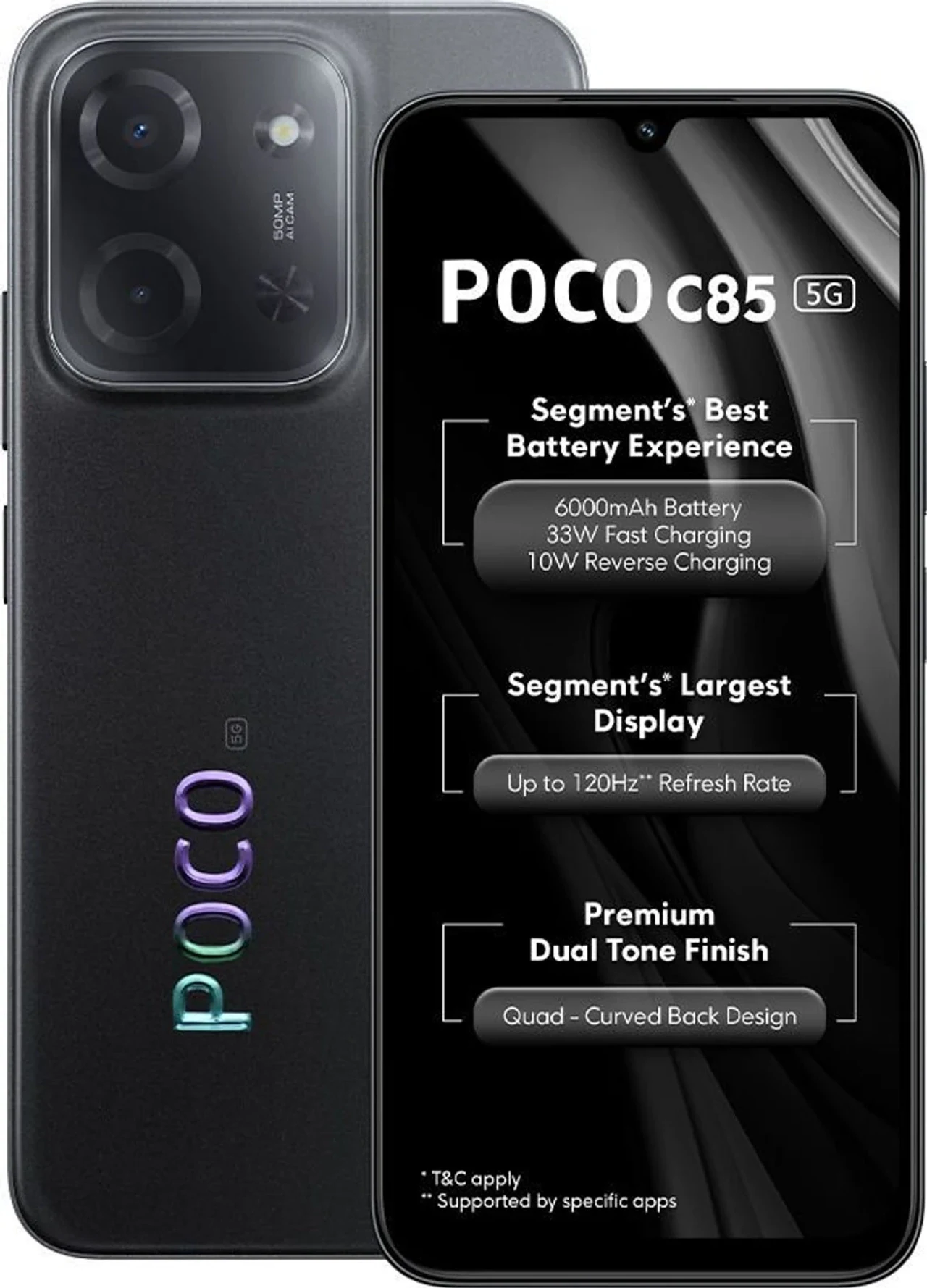 Poco C85 5G (Power Black, 4 GB RAM, 128 GB)