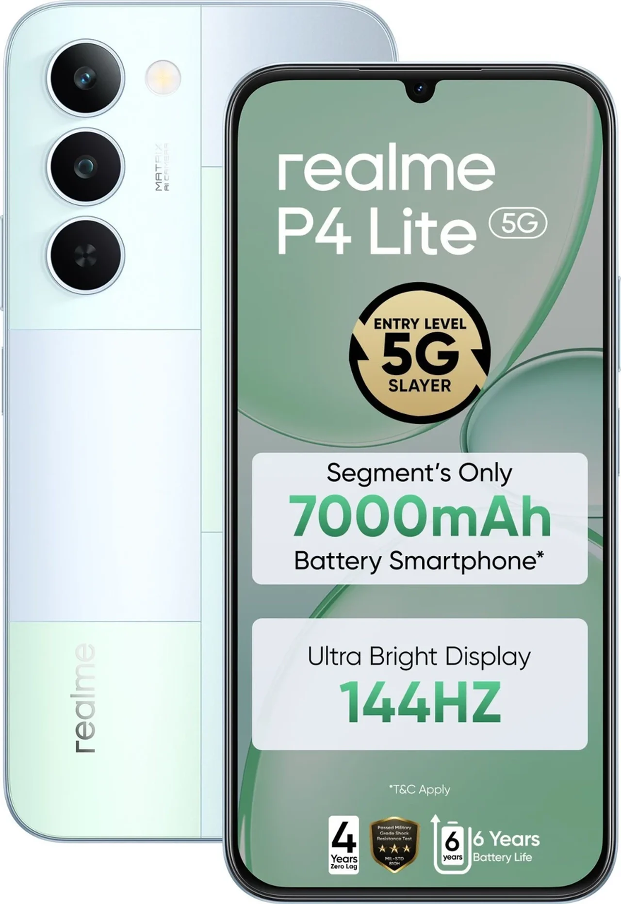 P4 Lite 5G 6GB 128GB Dimensity 6300 13MP 7000mAh 6.8in 144Hz IP64 Mosaic Green