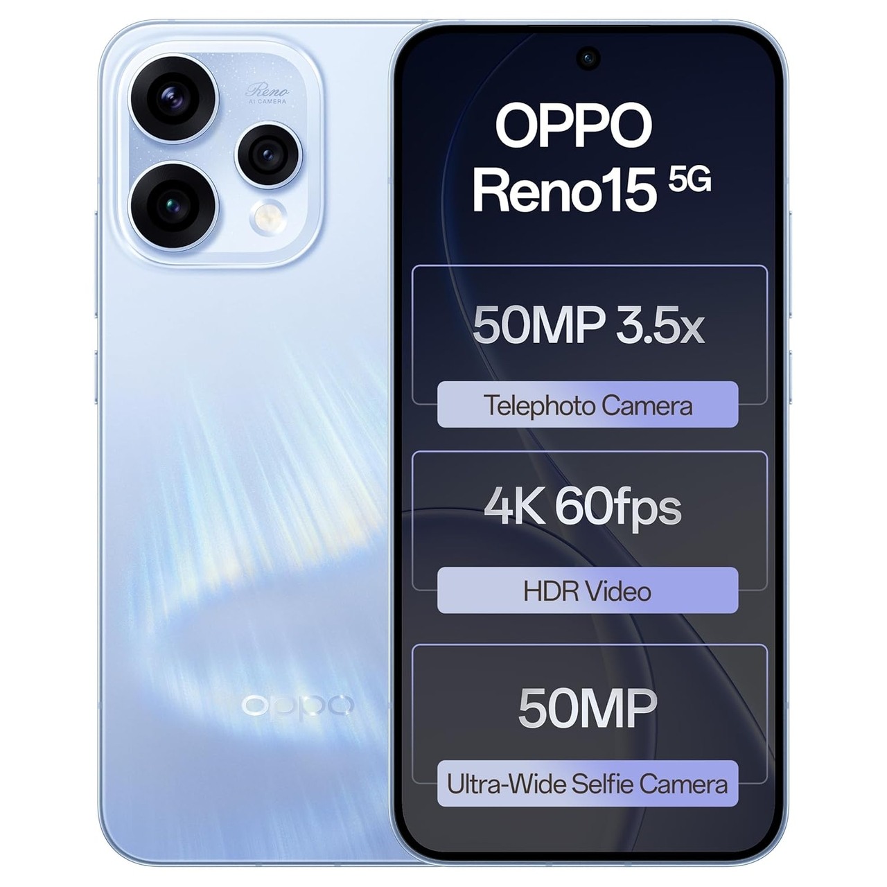 Oppo Reno15 5G (Aurora Blue, 8 GB RAM, 256 GB Storage)