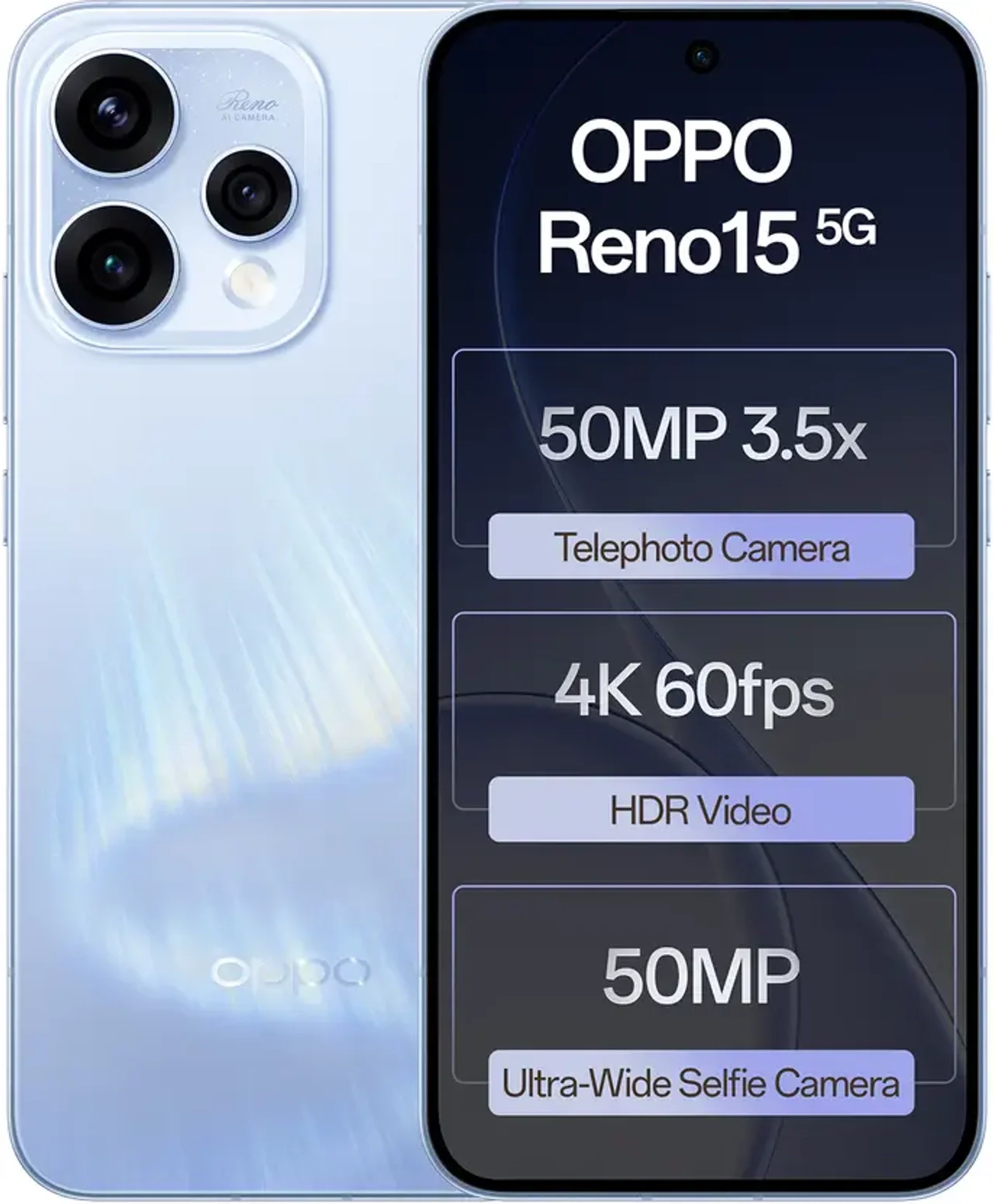 Oppo Reno15 5G (Aurora Blue, 12 GB RAM, 512 GB Storage)