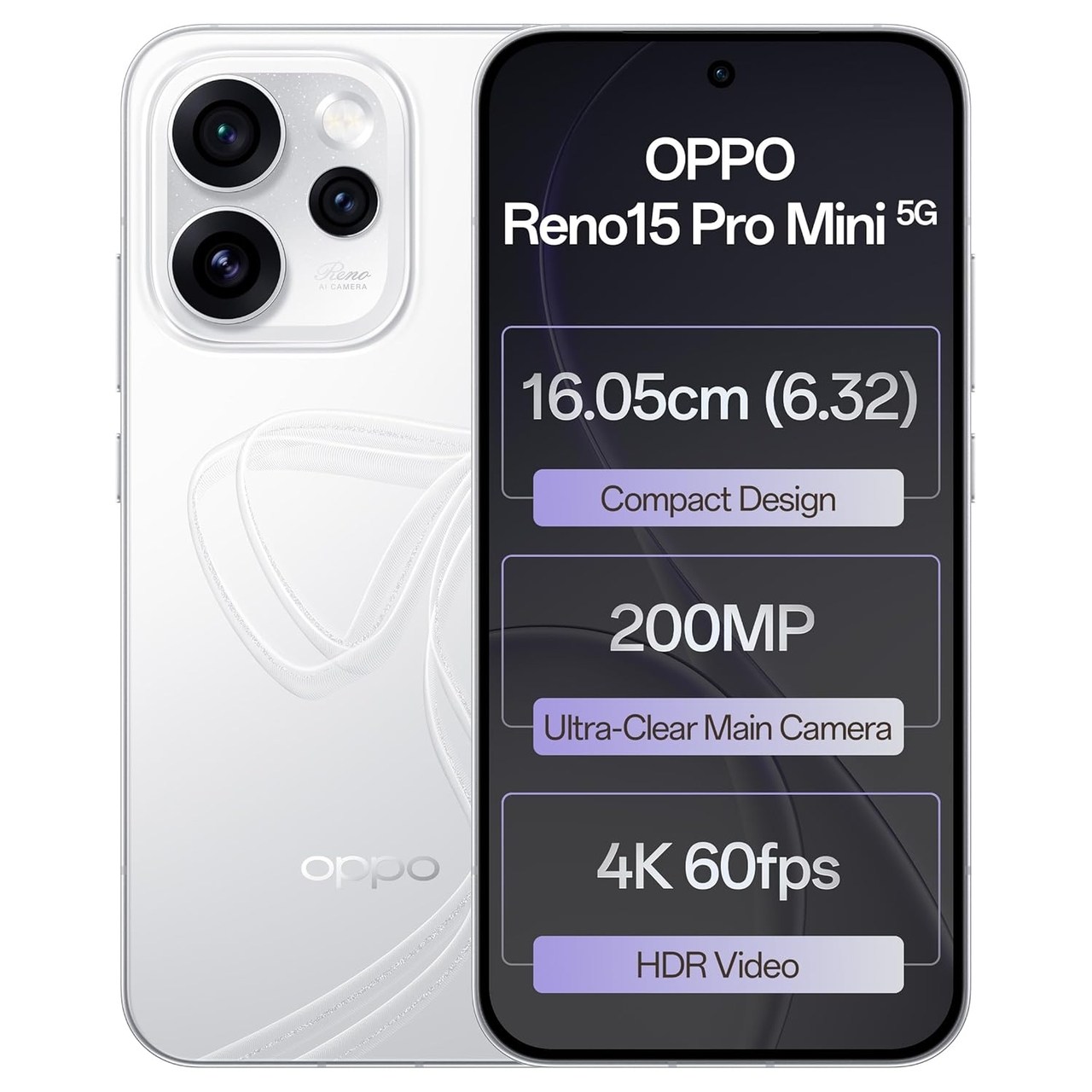 Oppo Reno15Pro mini 5G (Glacier White, 12 GB RAM, 512 GB Storage)