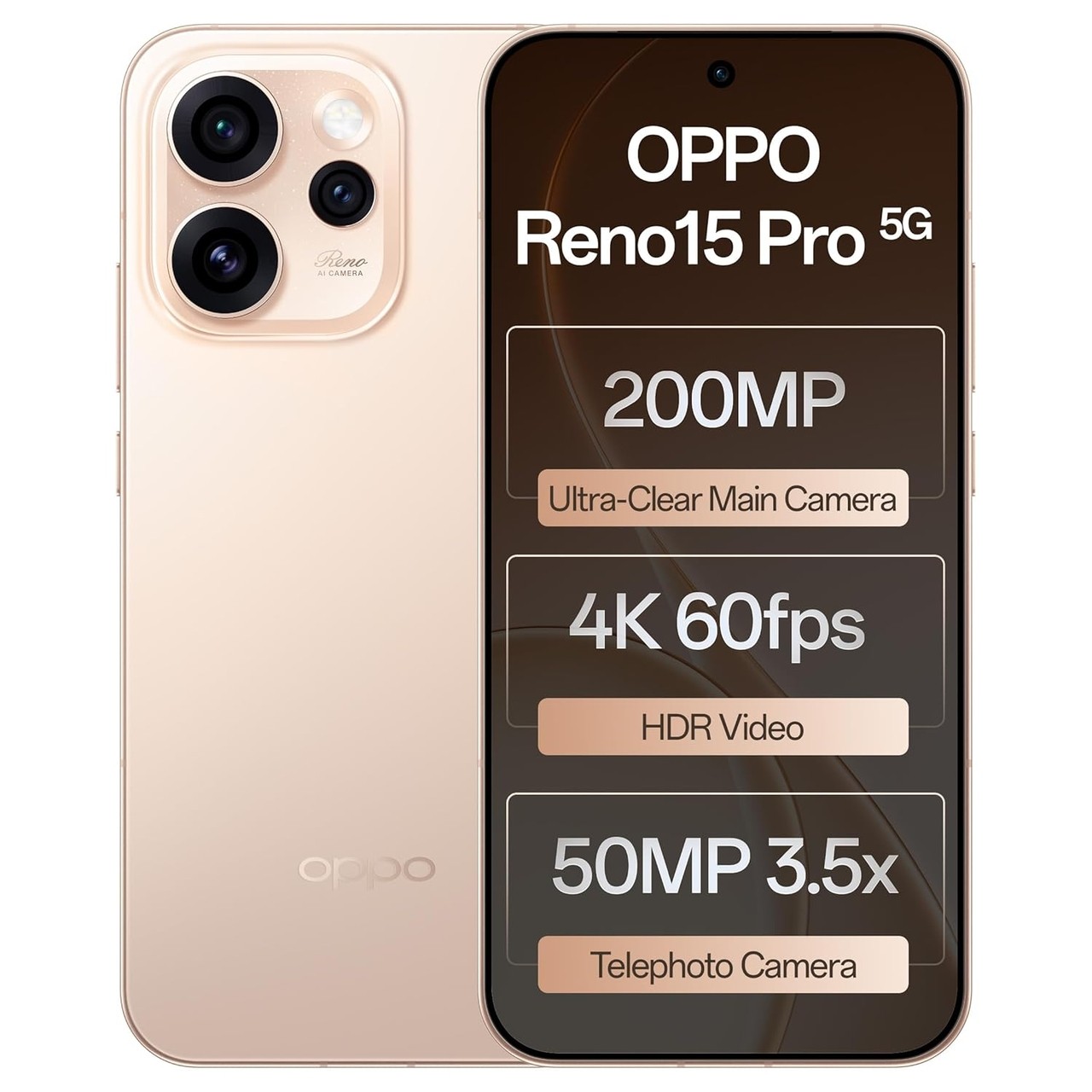 Oppo Reno15Pro 5G (Sunset Gold, 12 GB RAM, 256 GB Storage)