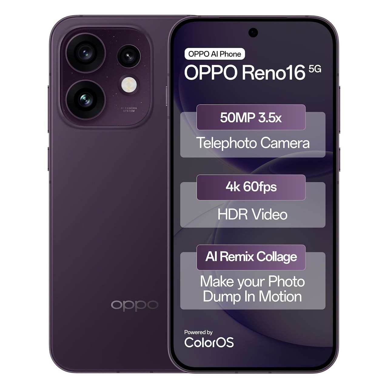 Oppo Reno16 5G (8 GB RAM) (256 GB, Twilight Violet)
