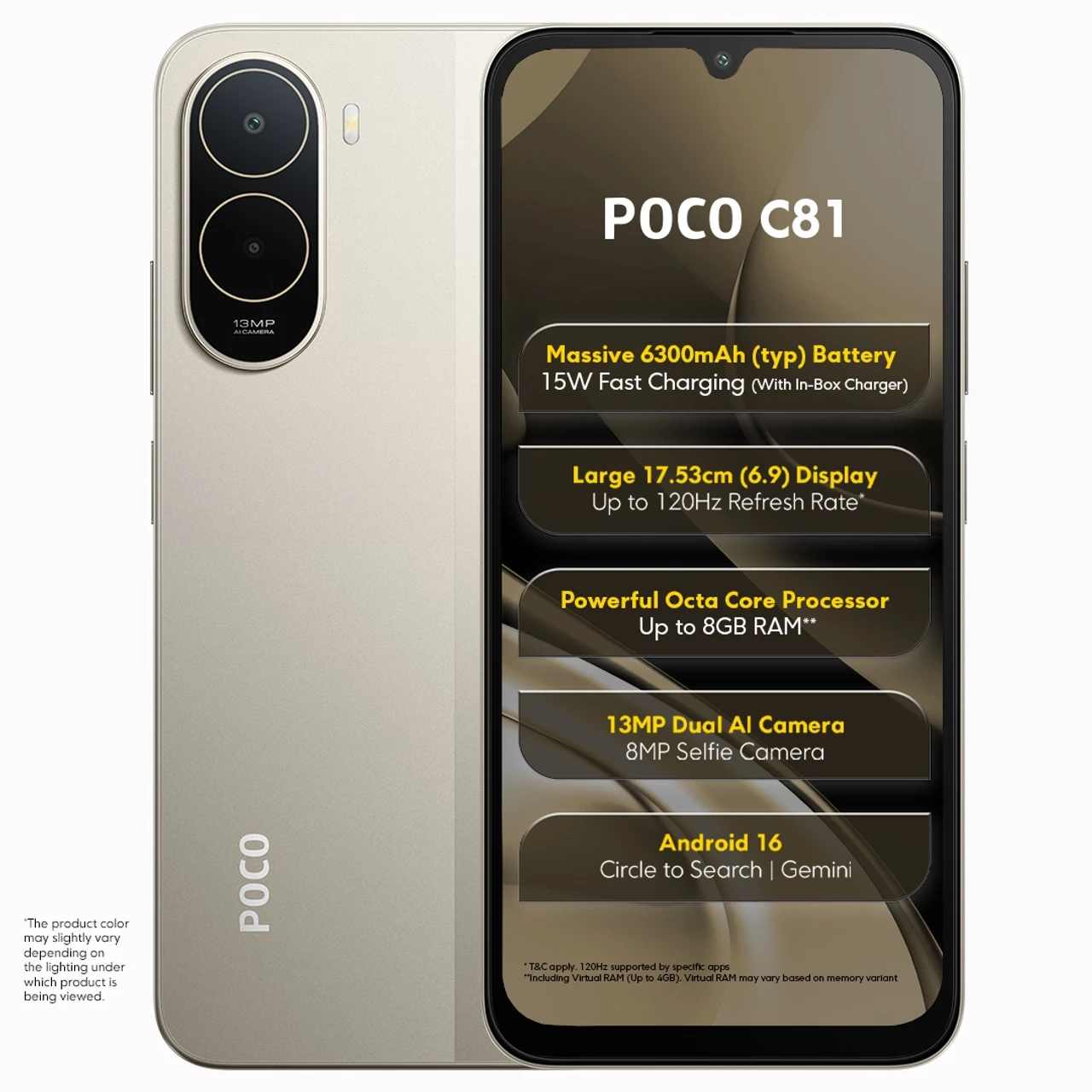Poco C81 (4 GB RAM) (64 GB, Sunset Gold)