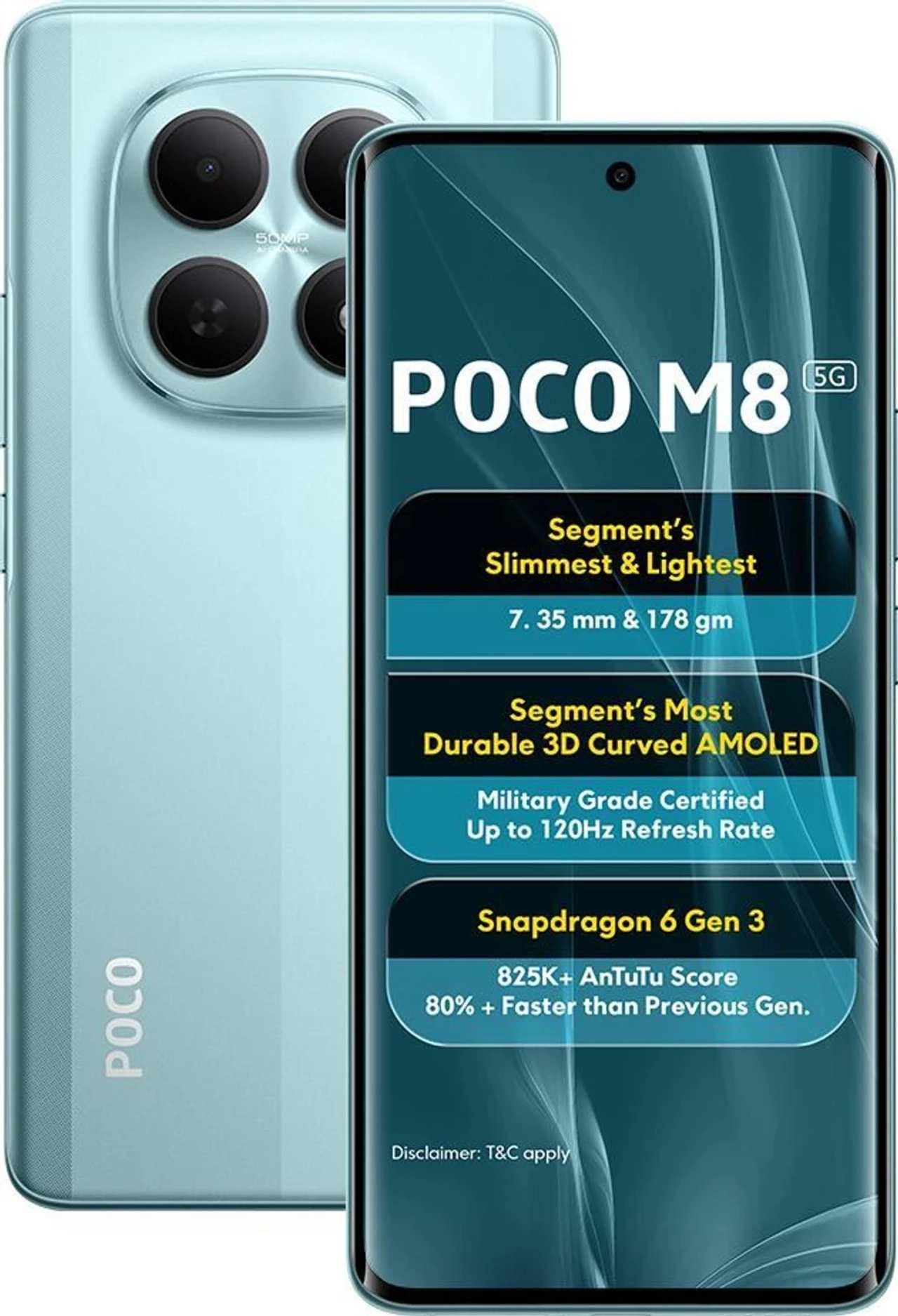Poco M8 (8 GB RAM) (256 GB, Glacial Blue)