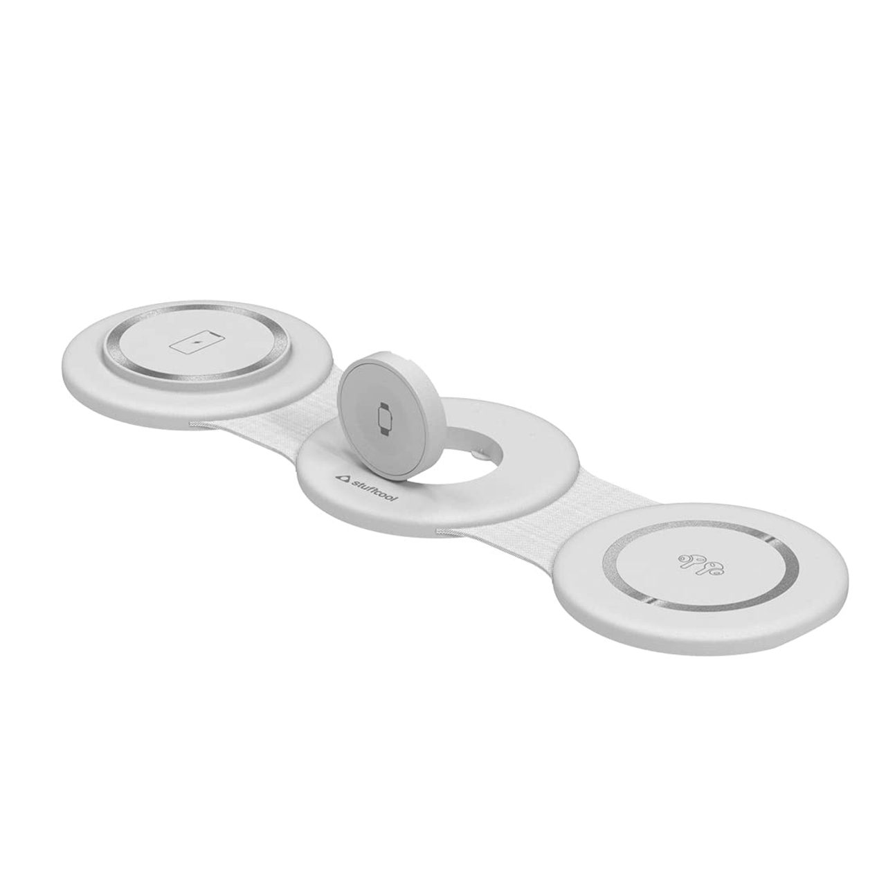 Stuffcool Stack 3 in 1 Foldable Magnetic Wireless Charging Station with 18W QC.30 Wall Adapter Included (STACKWHT)