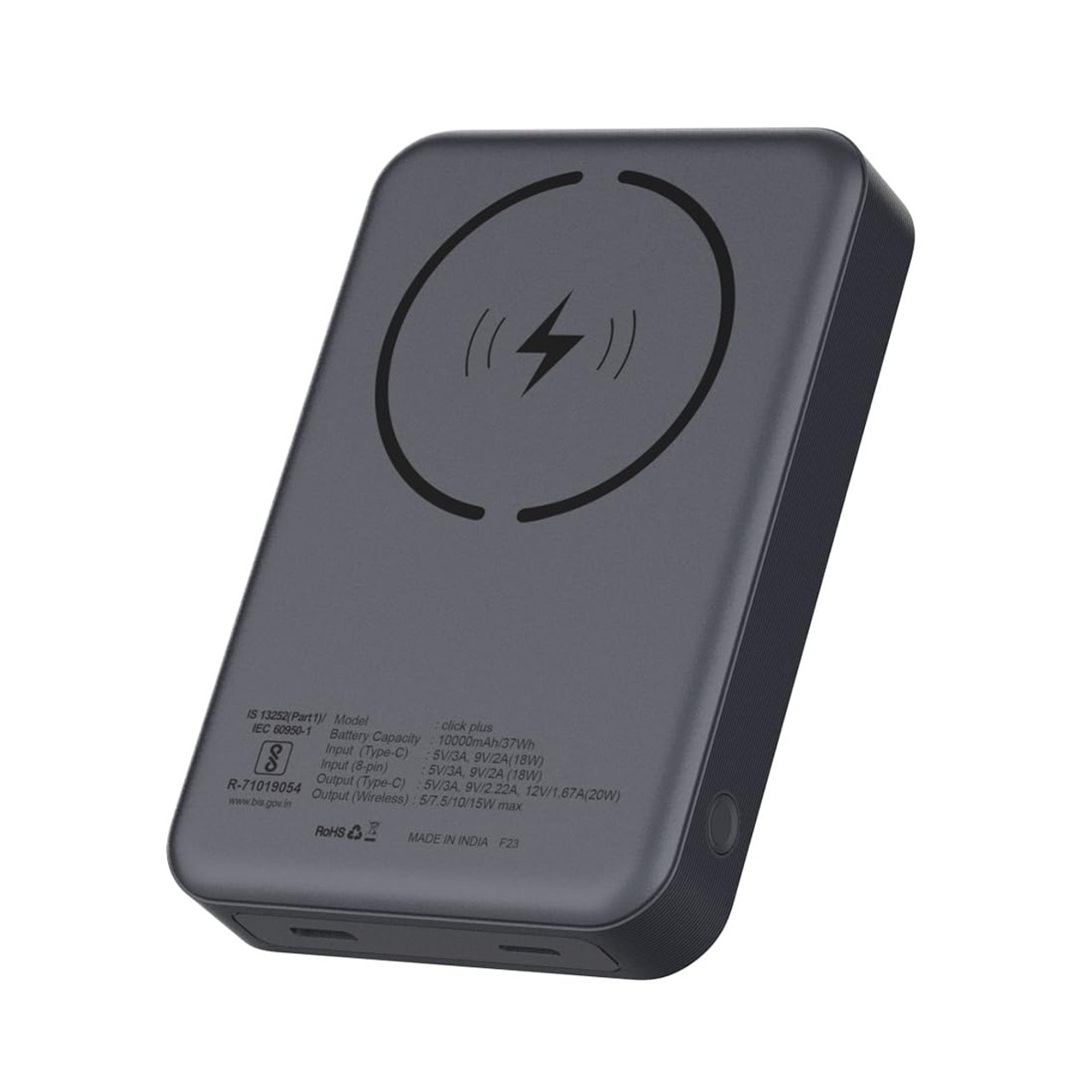 Stuffcool Click Plus 10000mAh Magnetic Wireless Powerbank (Grey)