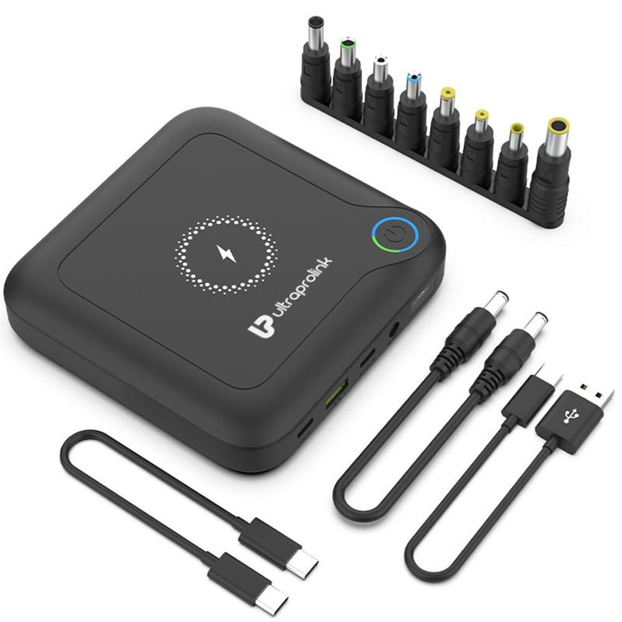 UltraProlink UM1106 Juice-Up 120W | 24000mAh Powerbank for Laptops-Tablets-Smartphones|USB Type C Cable 1m (60W)|With 10W Wireless Charger & LED Indicators|Black