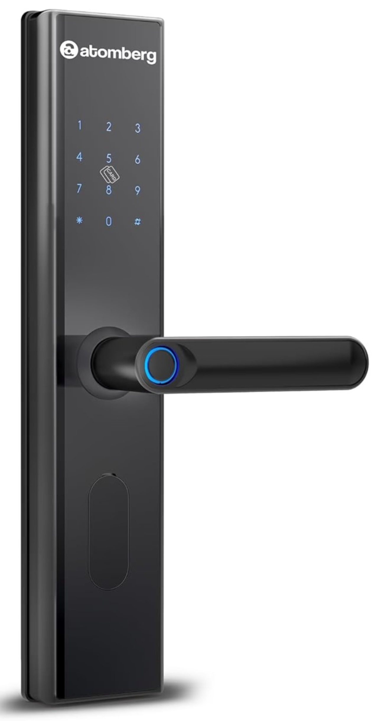 Atomberg SL 1 Smart Door Lock with 6 Unlocking Methods, Fingerprint, PIN, OTP, NFC, App, Key, 5 Stainless Steel Bolts, Black