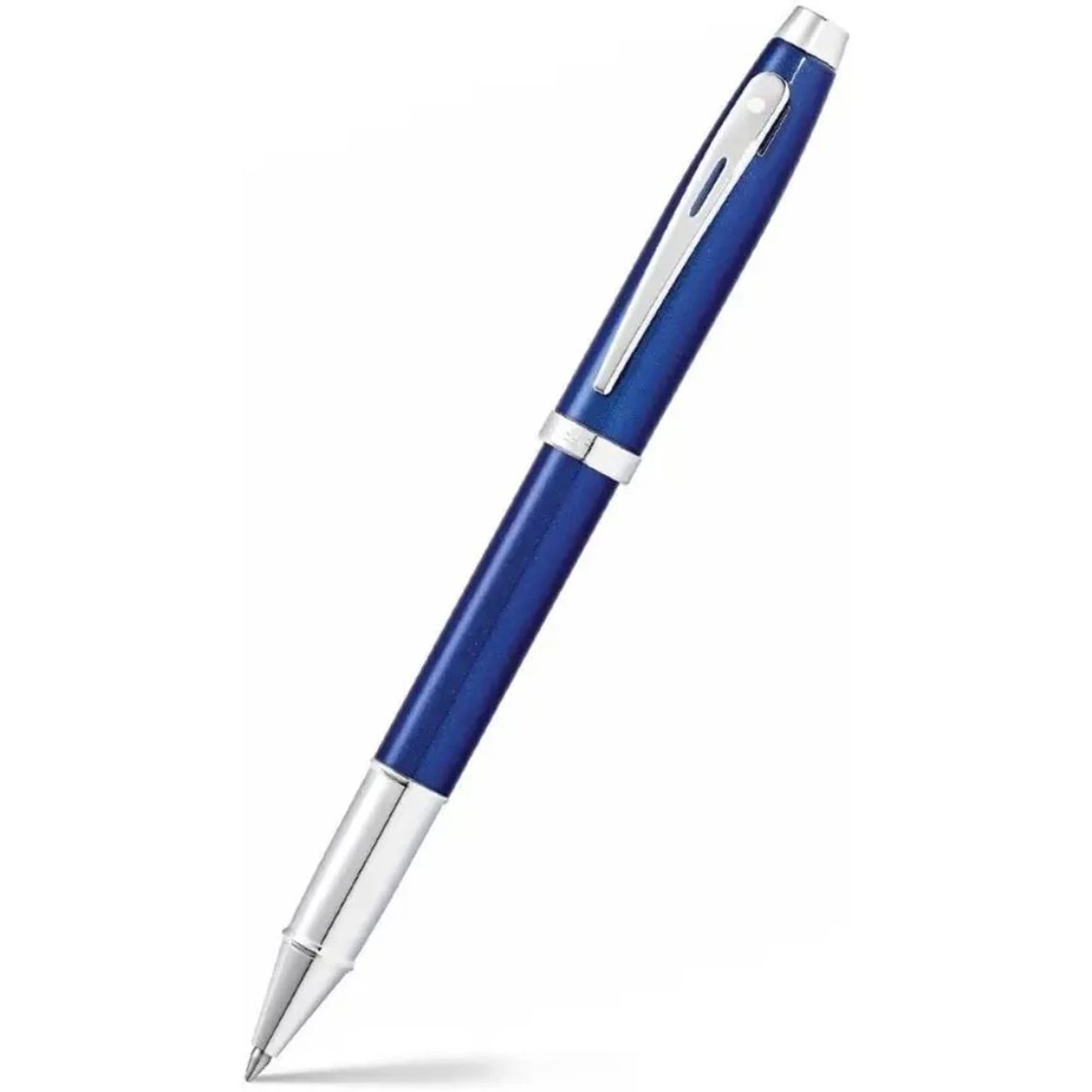 Sheaffer Premium Roller Ball Pen Glossy Blue Chrome-Plated Trim Black Ink (E9339)