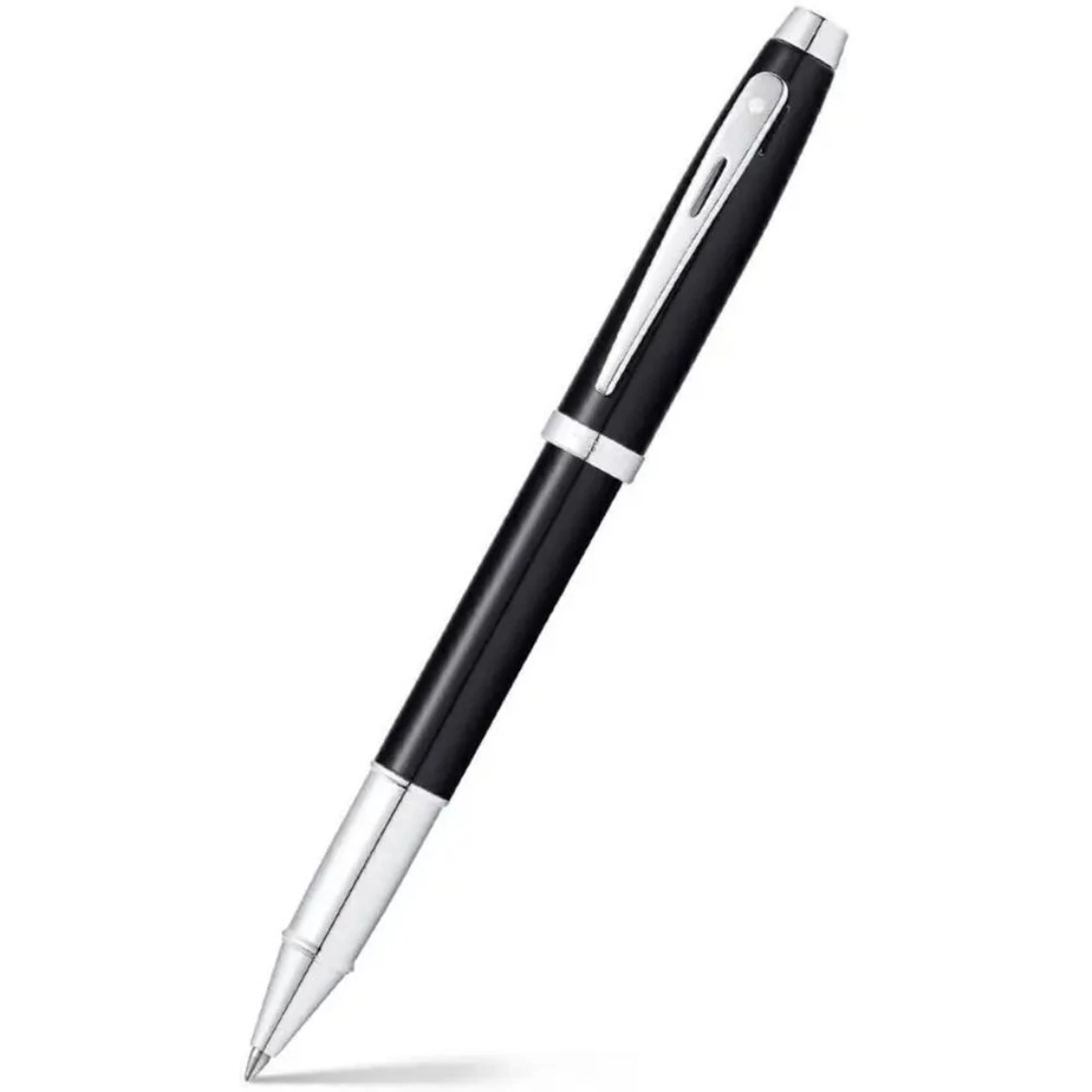 Sheaffer Premium Roller Ball Pen Glossy Black Chrome-Plated Trim Black Ink (Gift 100 - E9338)