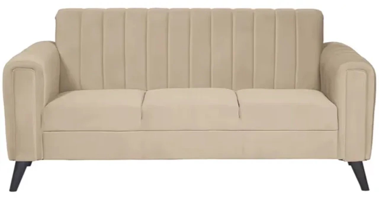 Hidenchic Mabel Three Seater Quilted Back Sofa Fabric 3 Seater Sofa - Beige
