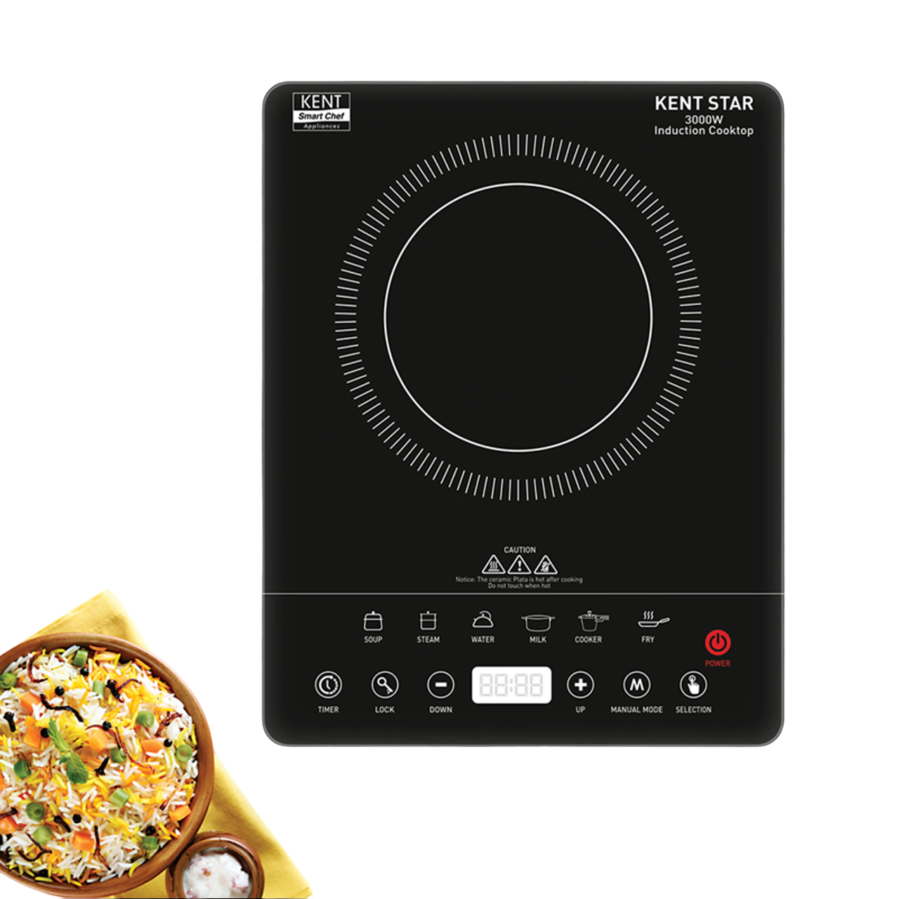 Kent Star Induction Cooktop 3000W with 6 Preset Menus and Touch Panel