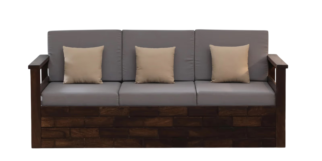 Hidenchic Sheesham Wood 3 Seater Sofa In Provincial Teak Finish
