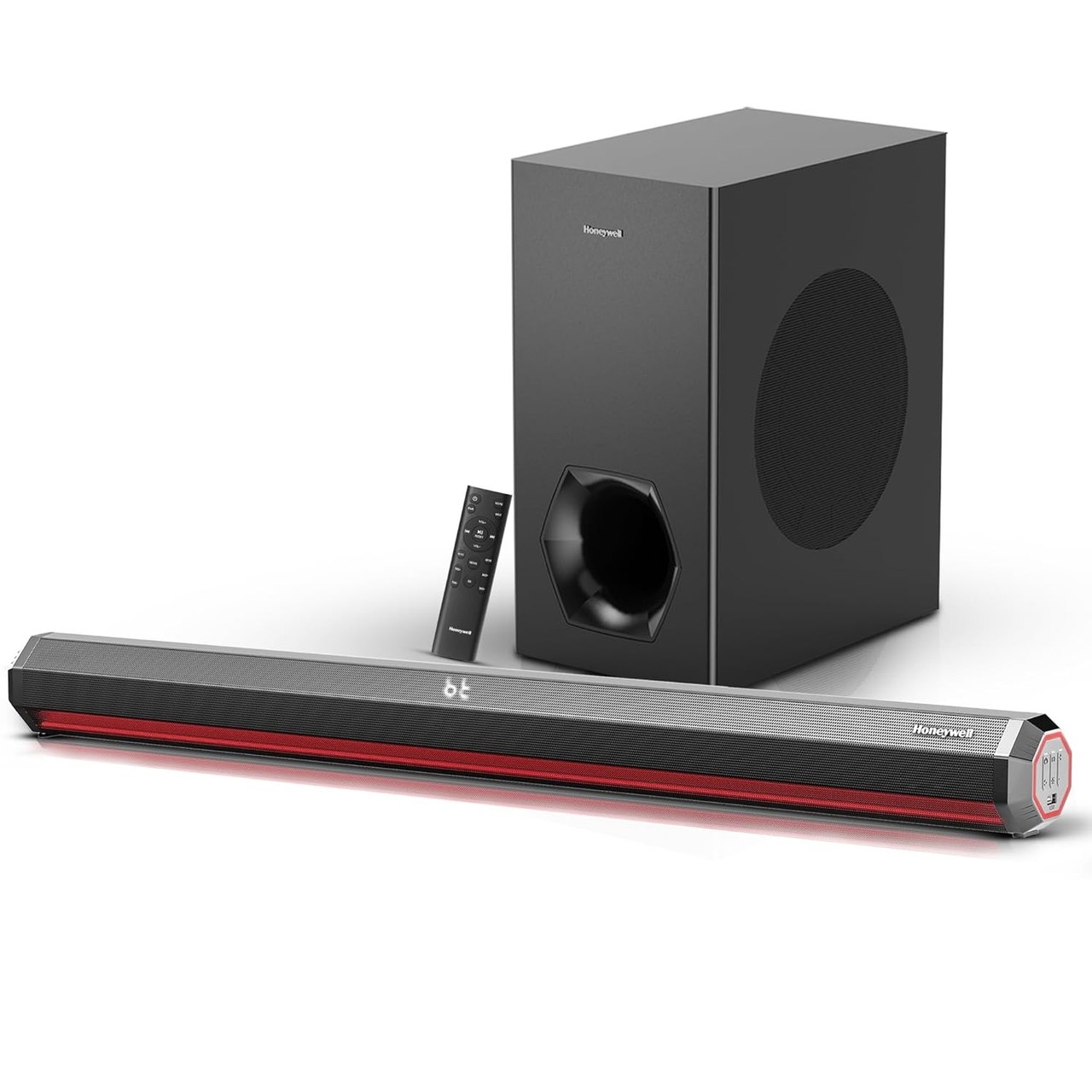 Honeywell Trueno U4000 Soundbar 240W 2.1Ch Surround Sound with Deep Bass Subwoofer, 3 EQ Modes, LED Display, Bluetooth 5.3, HDMI/ARC, Black